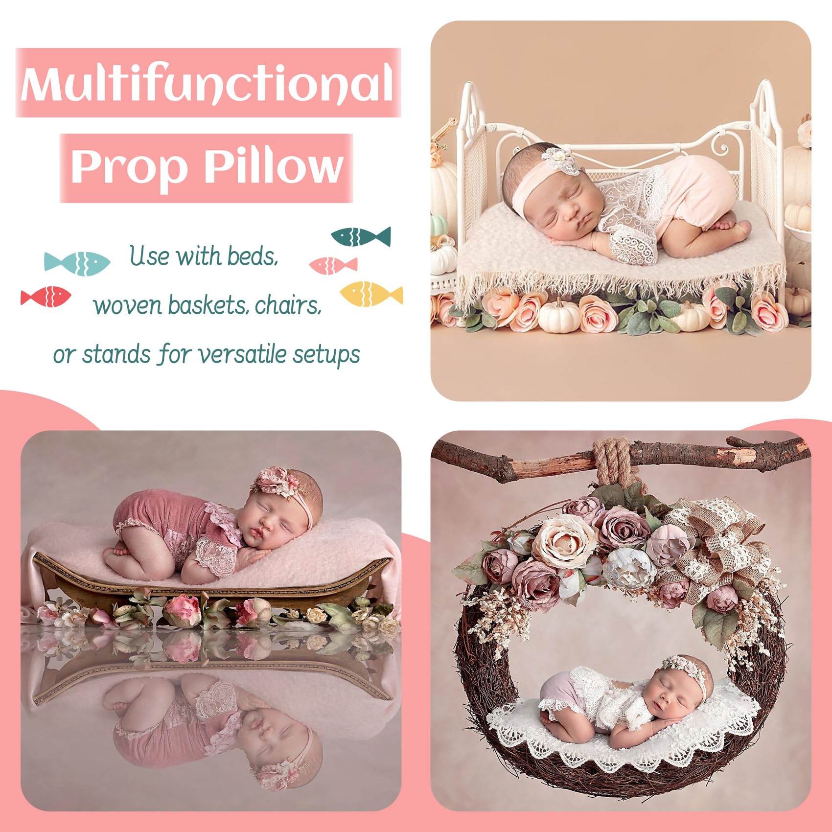 2Pc Newborn Photography Butterfly Posing Pillow Basket Filler & Positioner For Babies Diy Newborn Professional Photography Prop