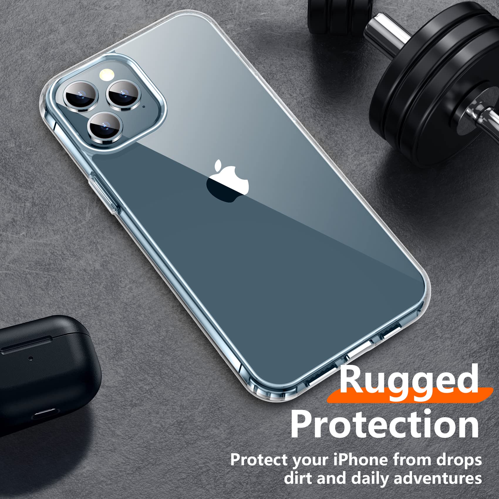 Red2Fire For Iphone 12 Pro Max Case Clear, [Non Yellowing] [Slim Thin] [Military Grade Drop Protection] Lightweight Shockproof P