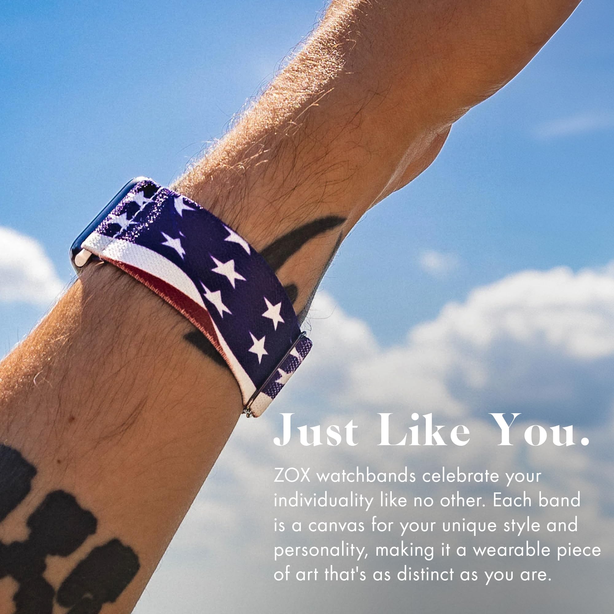 Zox Android Smart Watch Band - United We Stand | Soft, Adjustable Elastic Band With Motivational Affirmations And Beautiful Artw