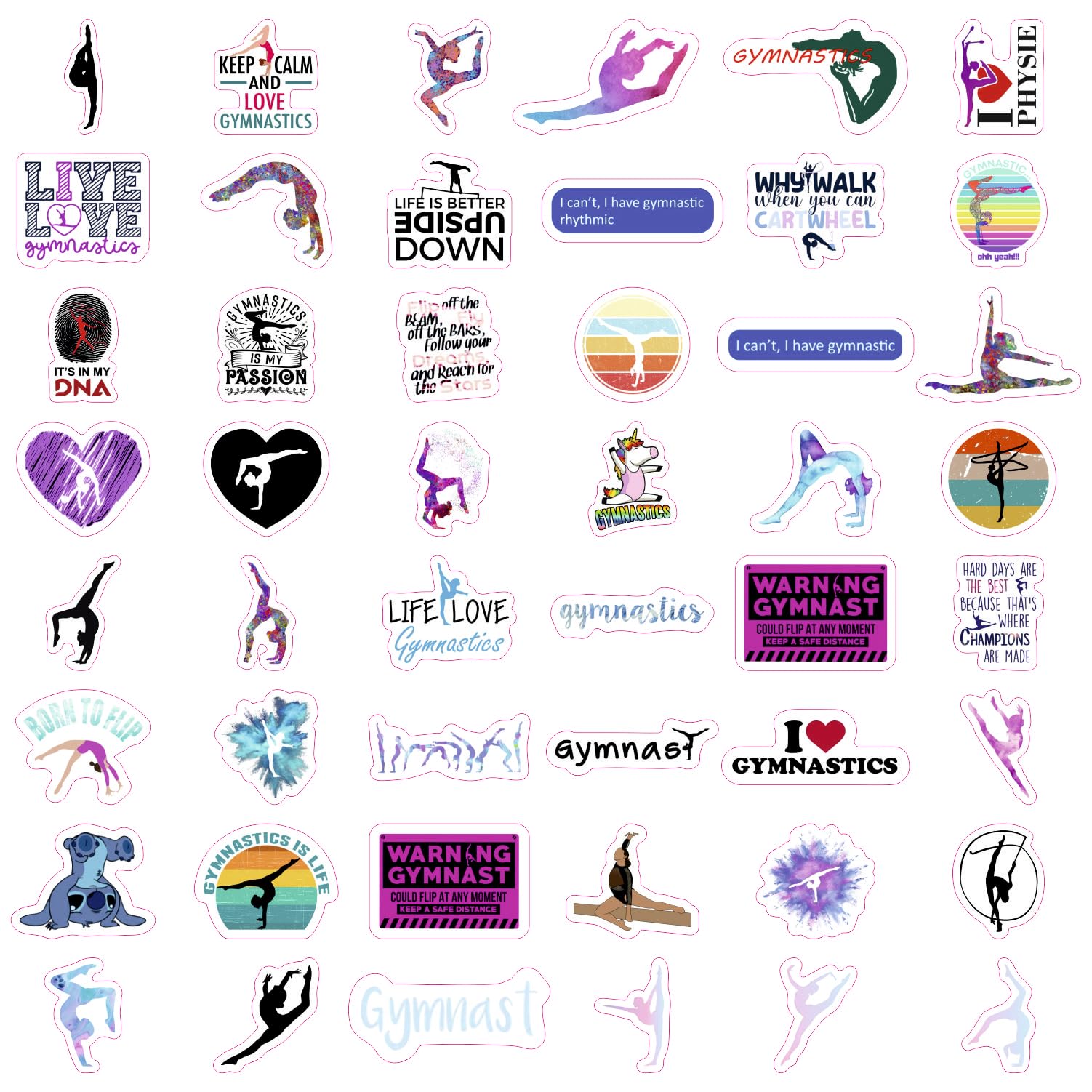 100Pcs Gymnastics Stickers, Water Bottles   Gymnastics Party Favors, Gymnastics Birthday Party Decorations, Gymnastics Gifts, Gy