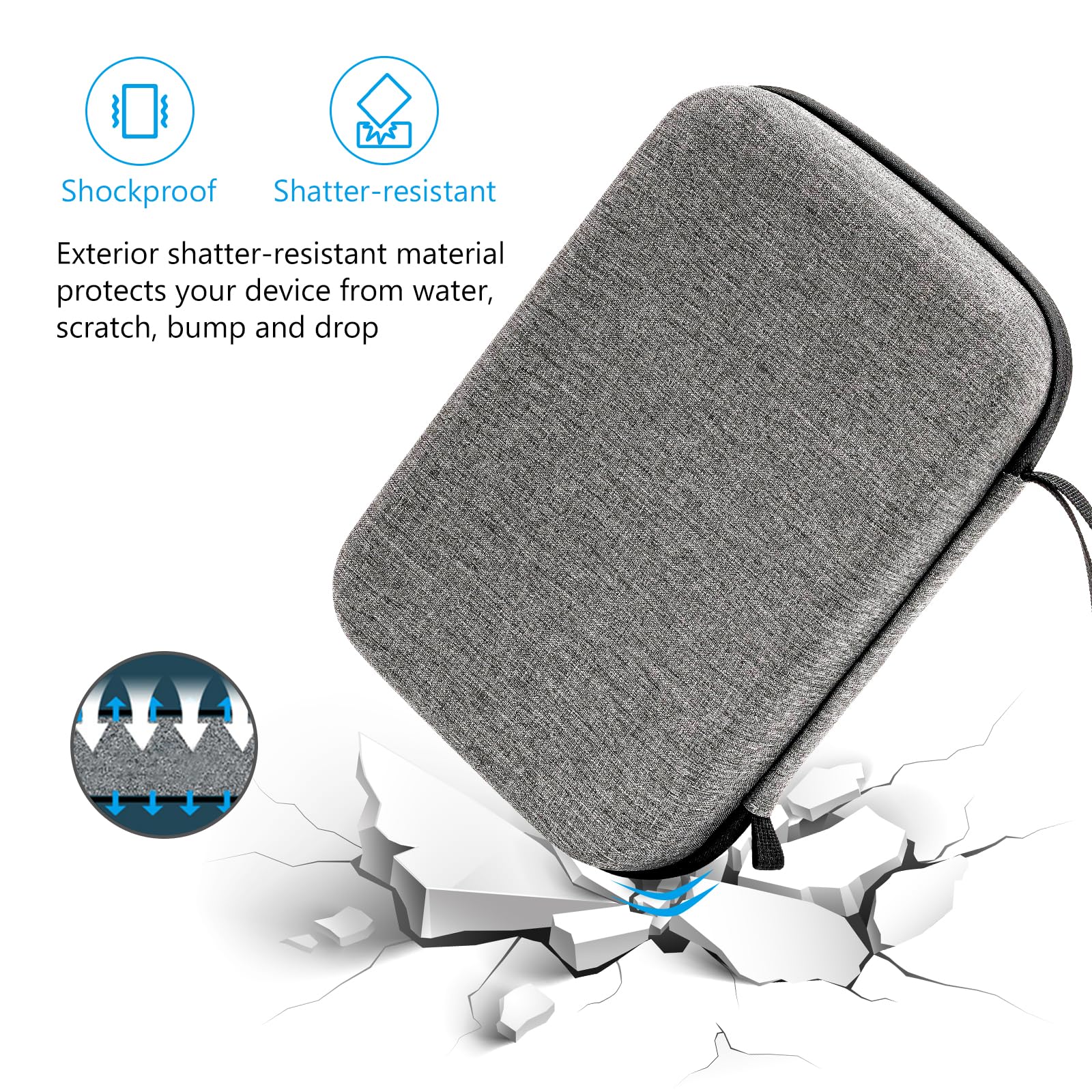 Procase Hard Travel Electronic Organizer Case For Macbook Power Adapter Chargers Cables Power Bank Apple Magic Mouse Apple Pencil Usb Flash Disk Sd Card Small Portable Accessories Bag  L, Darkgrey