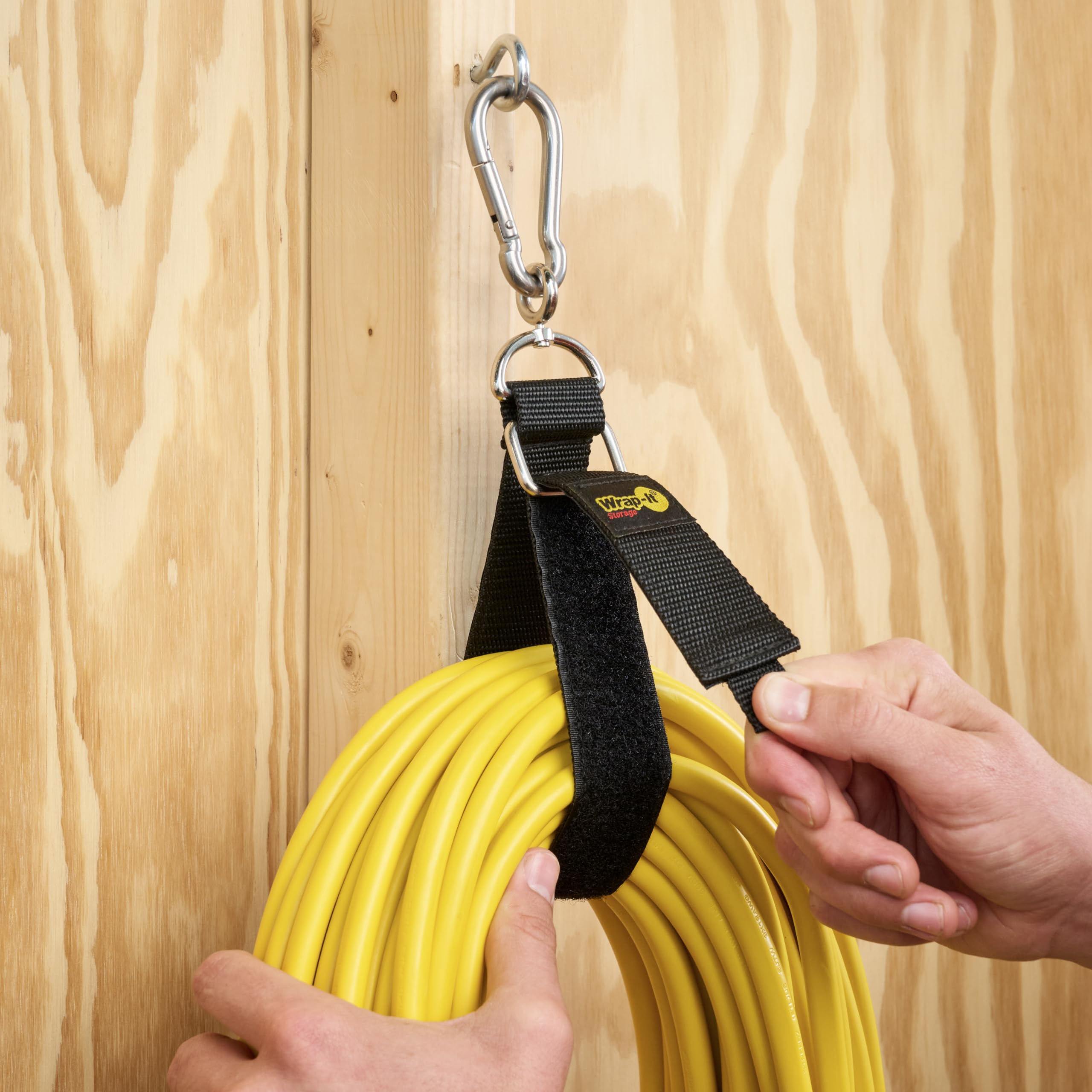 Hook 'N Hang Wrap It Storage Straps   18'' (2 Pack) Blaze Orange   Carabiner Straps To Use As Extension Cord Holder Heavy Duty S