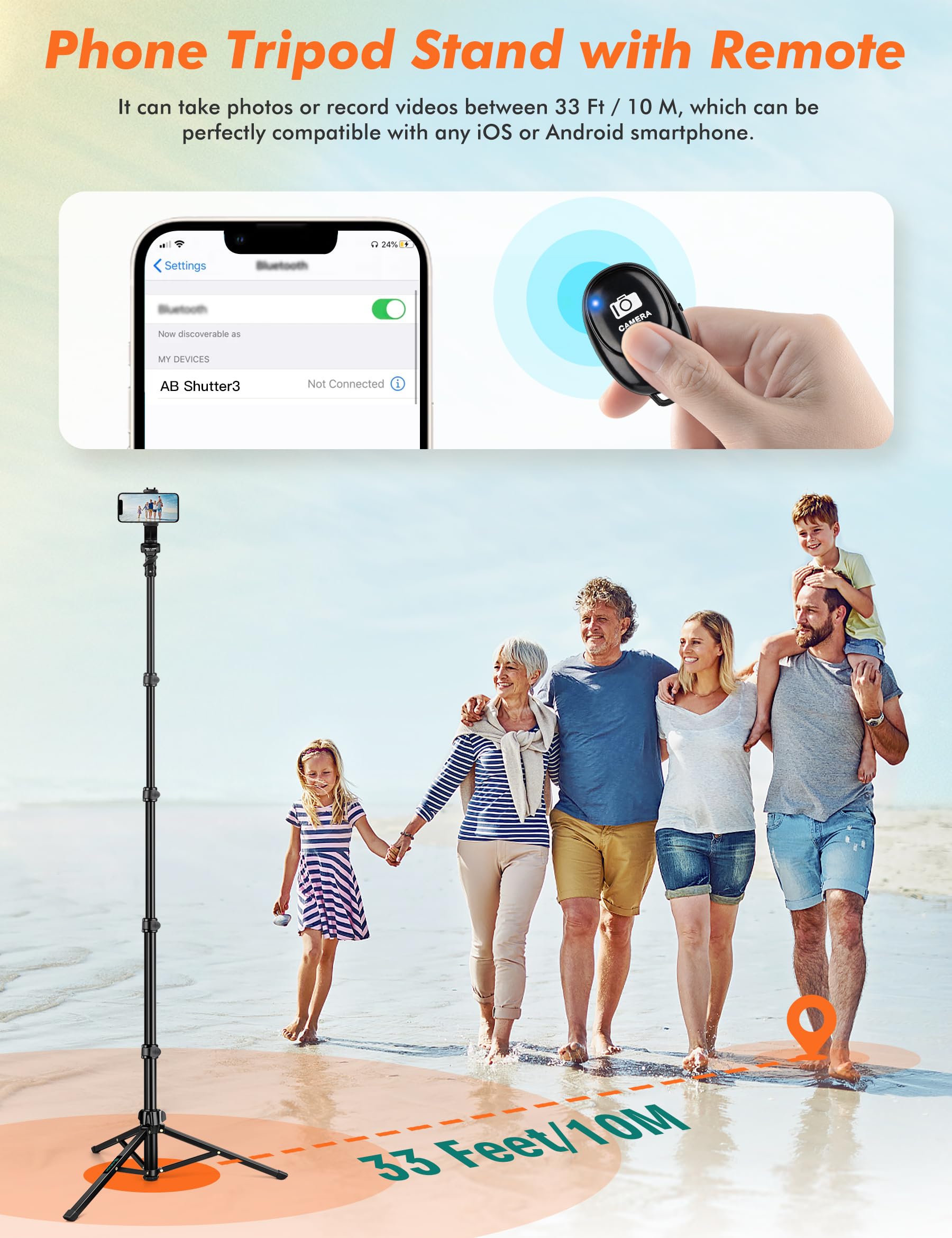 Nineigh 71 Tripod For Iphone, Phone Tripod Selfie Stick With Remote, Cell Phone Tripods & Tall Travel Tripods For Recording Vide