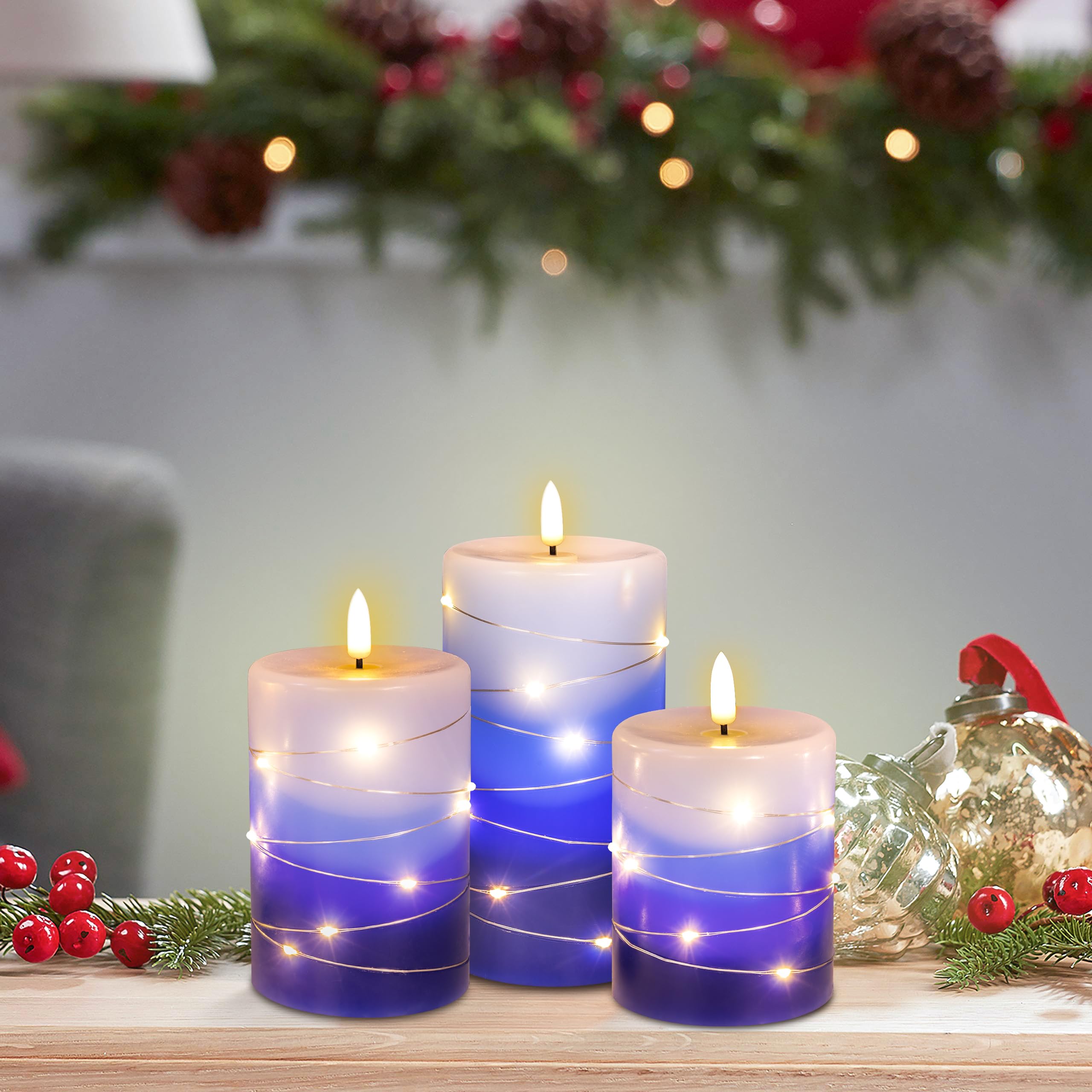 Haitanghua Flameless Candle, Led Candle, Battery Powered Candle, Recessed String Lights, Remote Timed Candle Candle, Real Flame