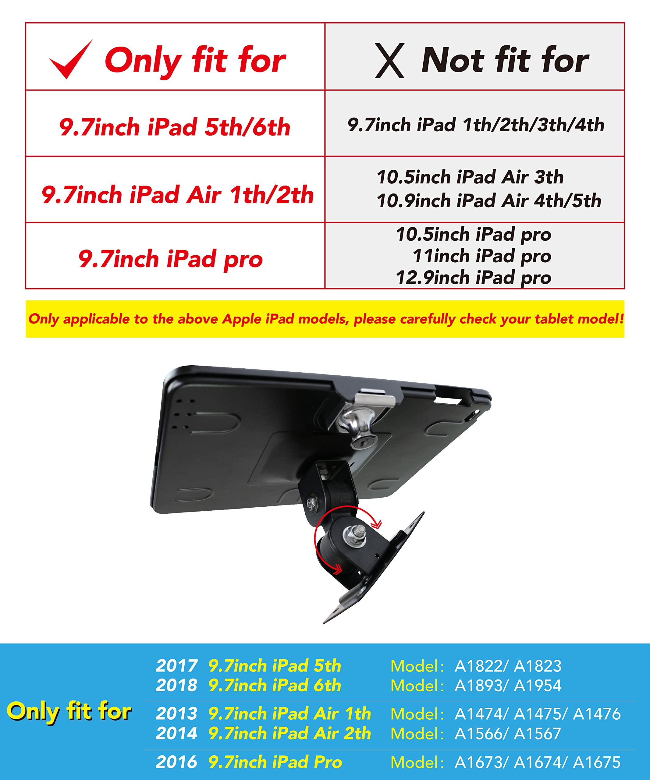 Westruggle On Wall Mount Bracket For Ipad 9.7''(6Th,5Th,Gen.), 9.7''Air1& 2, Ipad 9.7''Pro, Excluding Ipad 9.7''(1Th,2Th,3Th,4Th