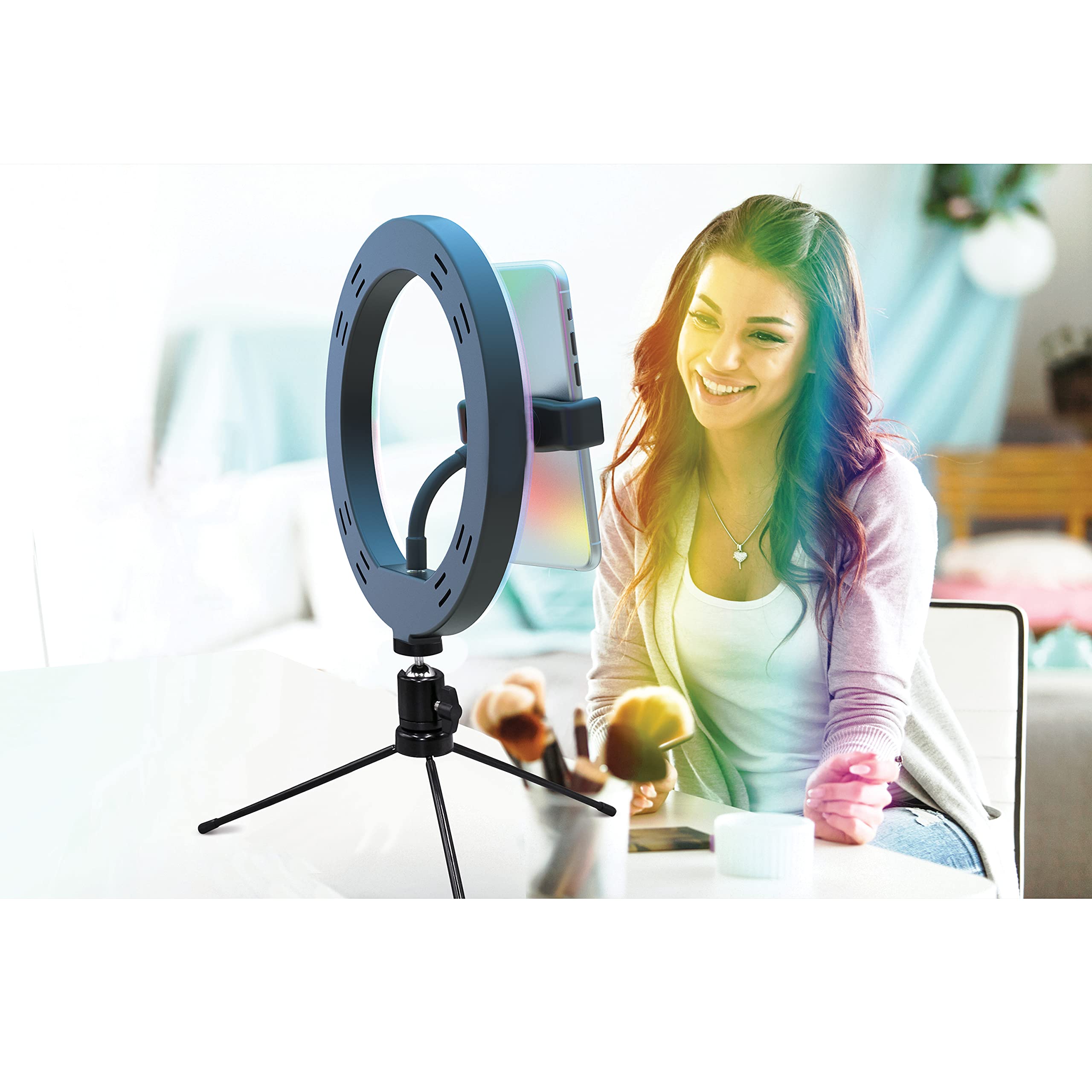 Supersonic Sc 1630Rgb Pro Live Stream Led Selfie Rgb Ring Light With Floor Stand (10 Inch, 150 Leds)