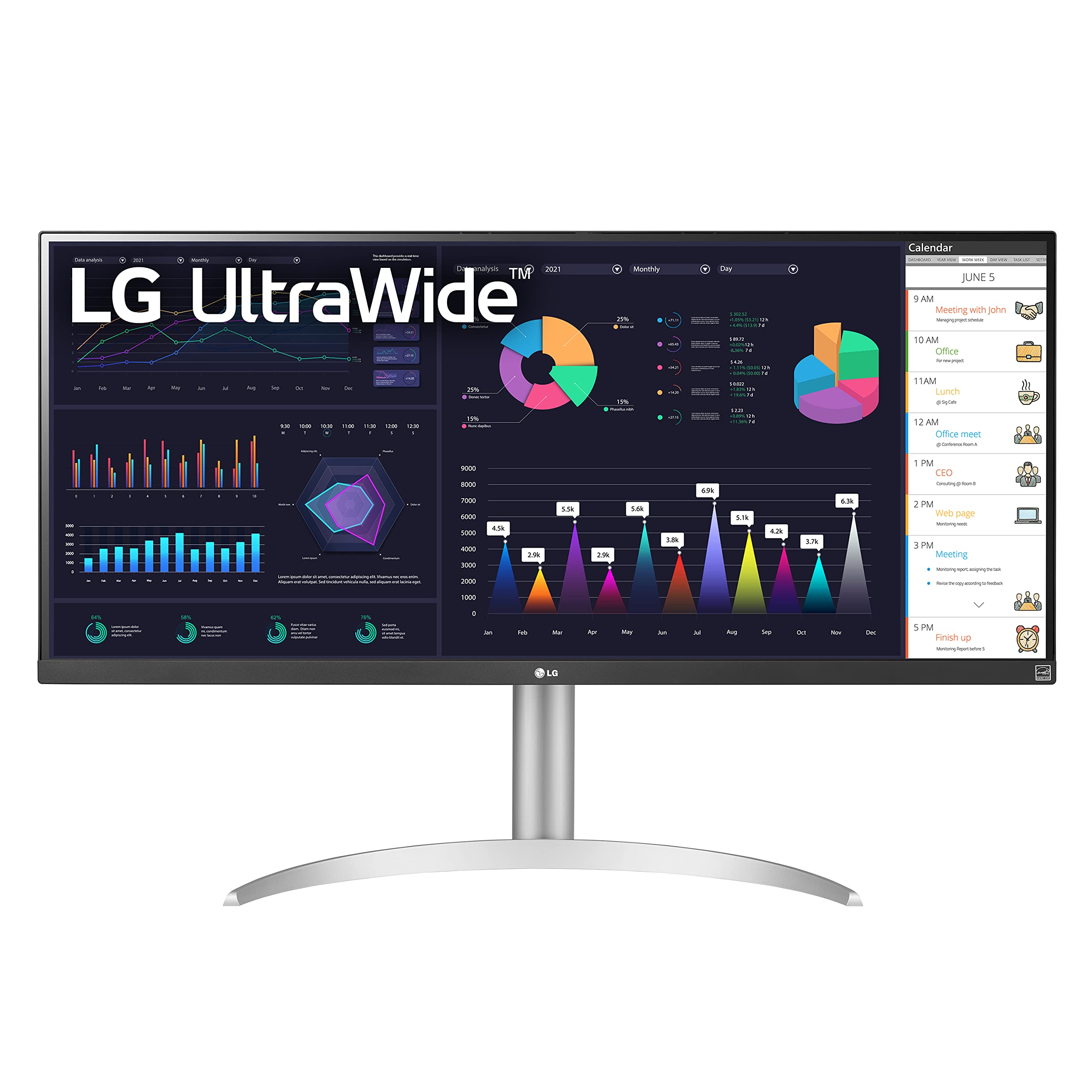 LG 34WQ650-W 34 Inch 21:9 UltraWide Full HD (2560 x 1080) 100Hz IPS Monitor, 100Hz Refresh Rate with RGB 99% Color Gamut, VESA D