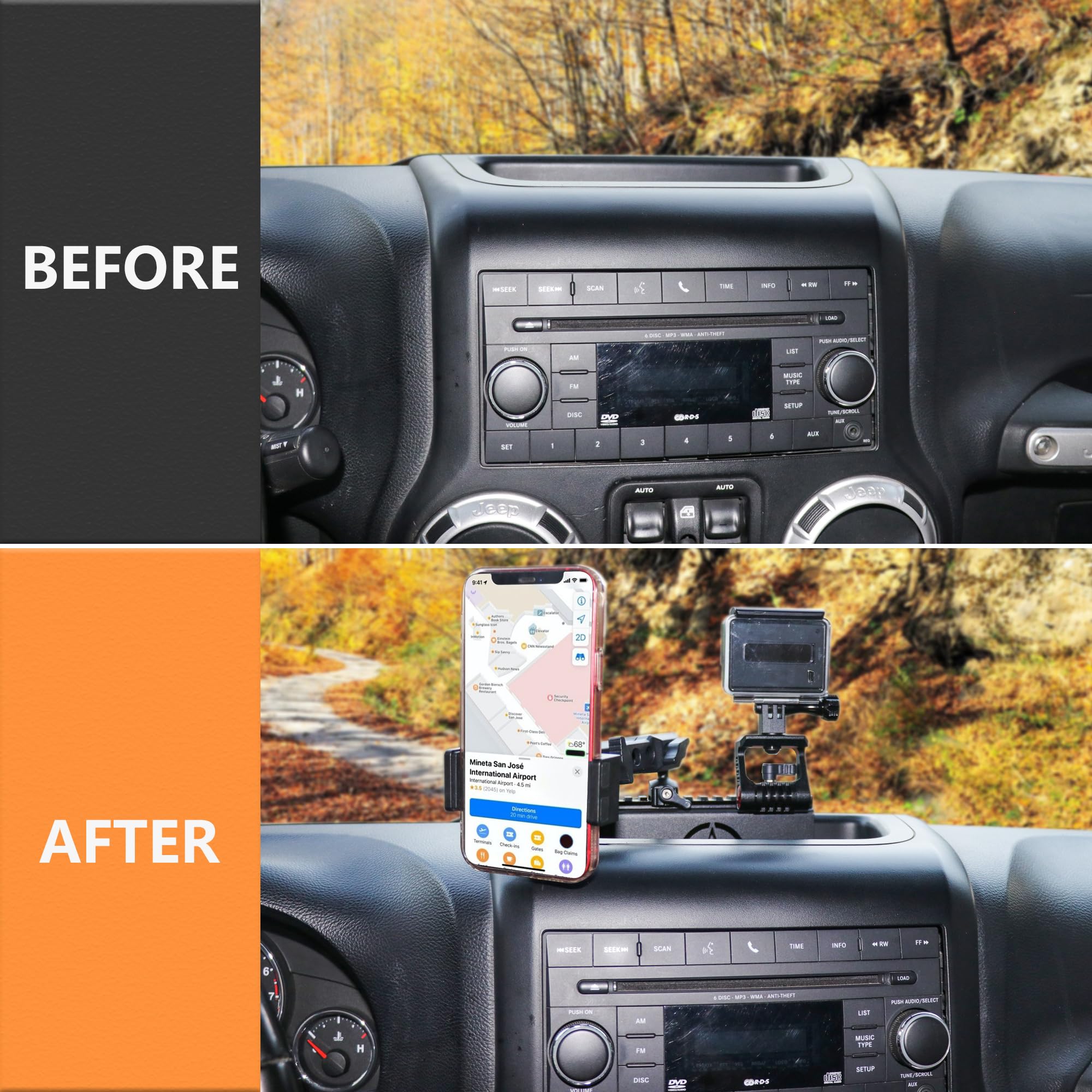 Rerpro Jk Dash Phone Mount Holder For 2012 2018 Jeep Wrangler Jk Jku Unlimited Interior Accessories Slide Rail Mounts Bracket Fo