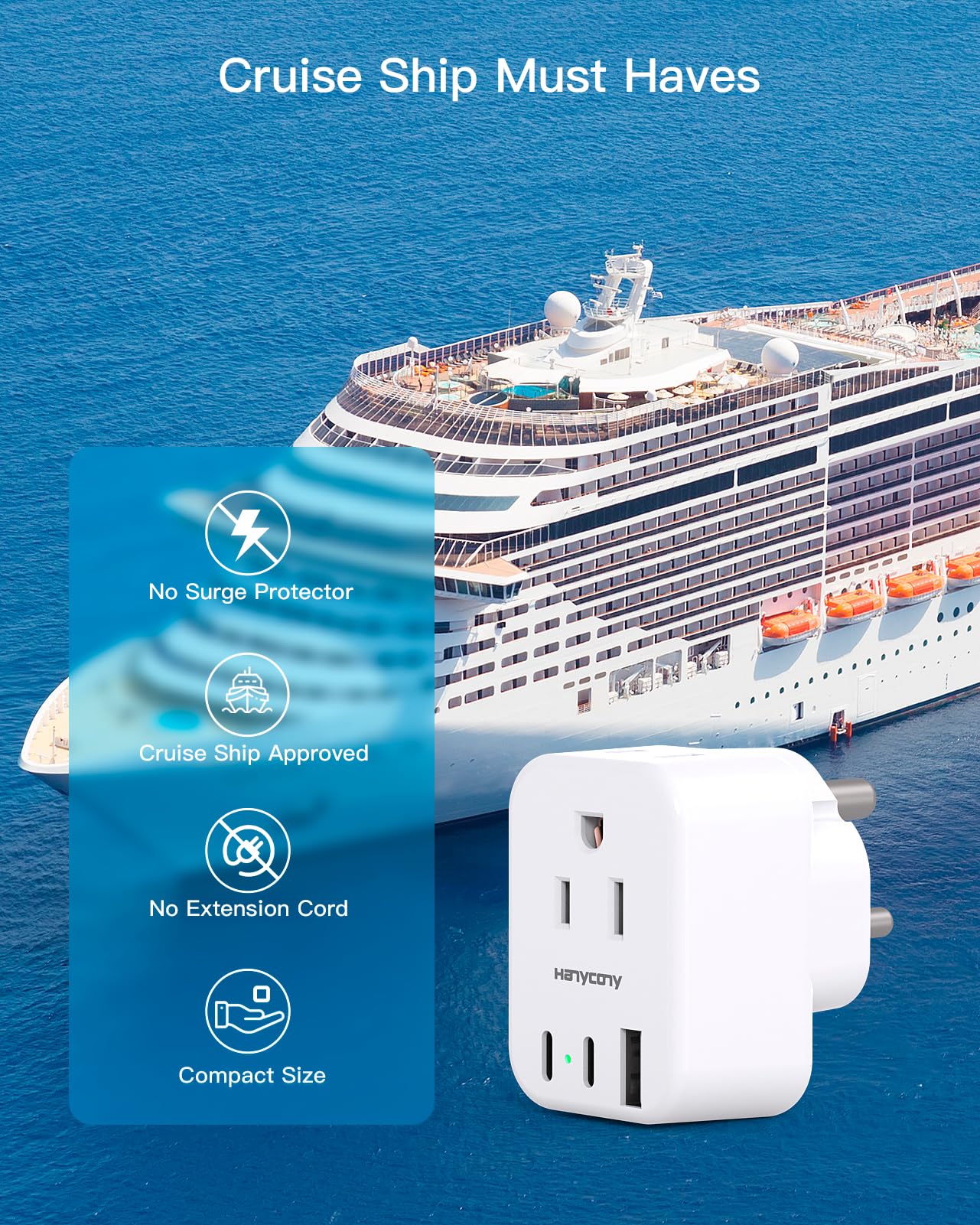 Us To India Plug Adapter, Type D Plug Adapter With 2 Outlets 3 Usb Ports(2 Usb C), India Power Travel Adapter For Usa To India,