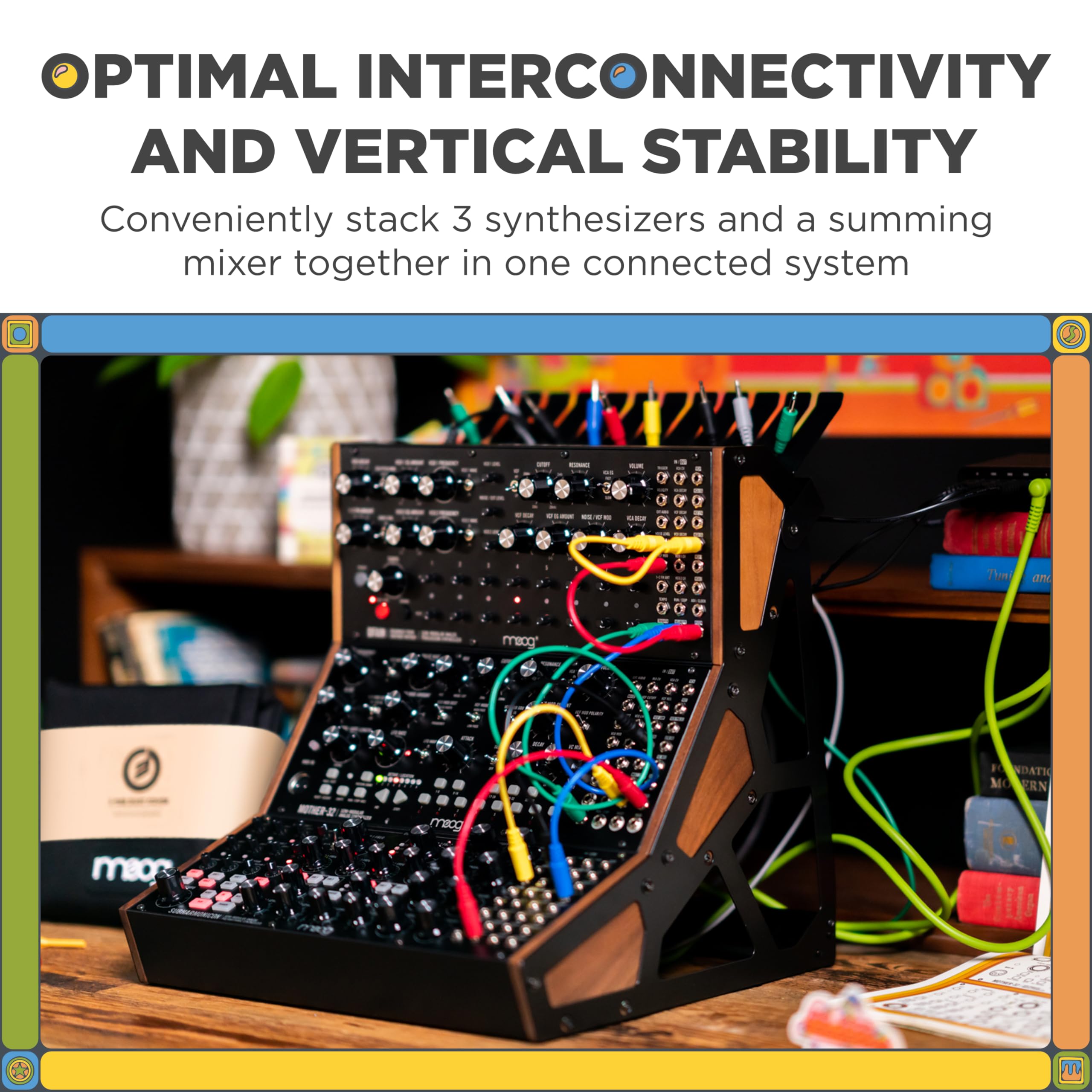 Moog Sound Studio Accessory Kit With Three-Tier Rack, Analog Summing Mixer, Dust Cover, Patch And Audio Cables, Patch Cable Orga