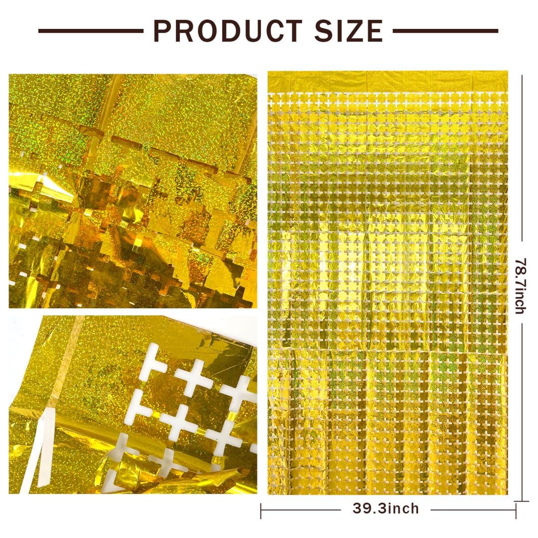 Square Tinsel Curtain Party Backdrop   5Pcs Glitter Foil Fringe Curtain Party Decor Gold Photo Booth Backdrop Streamers For New