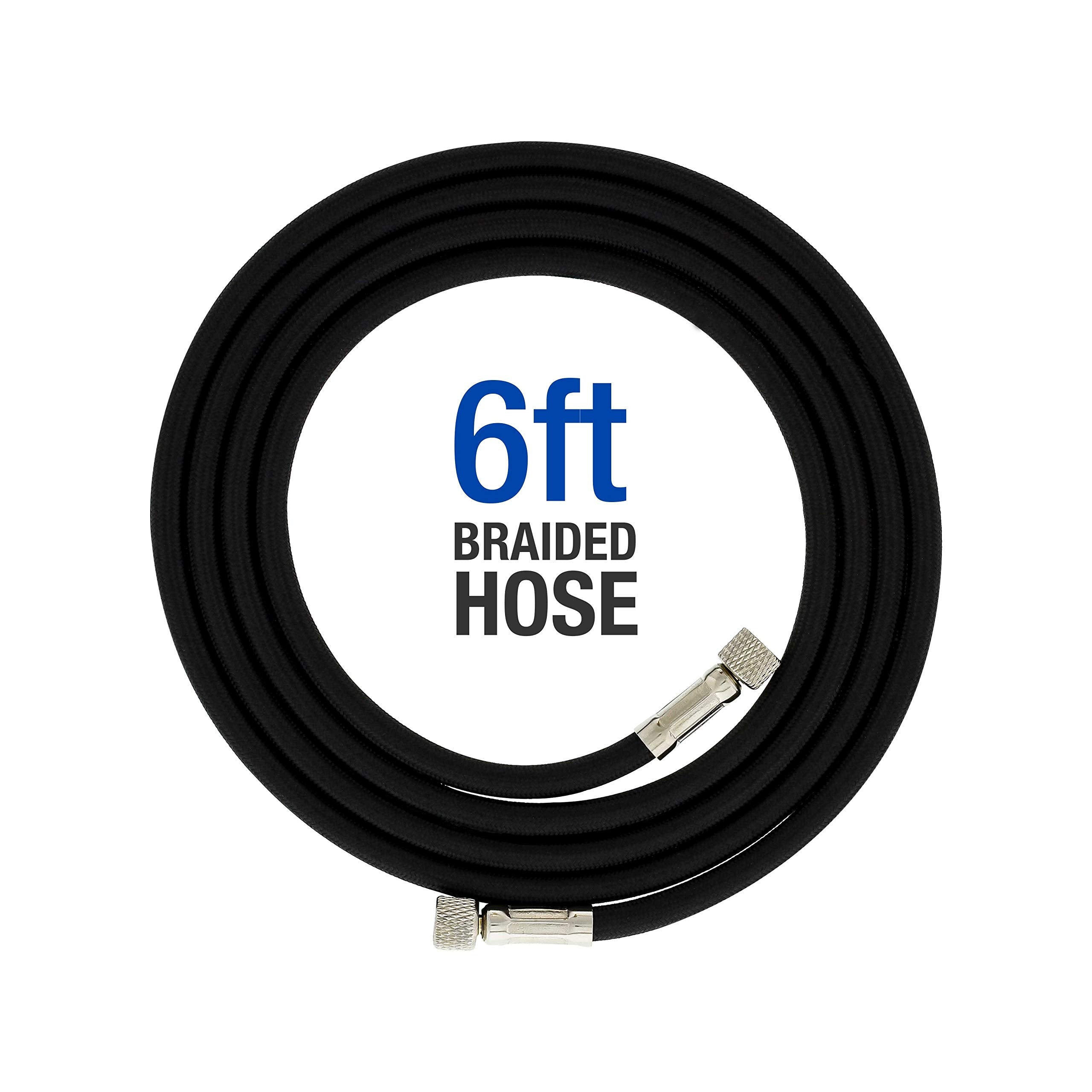 Master Model C16 B   Black Mini Airbrush Air Compressor With 6 Foot Braided Air Hose With 1/8 In. Ends