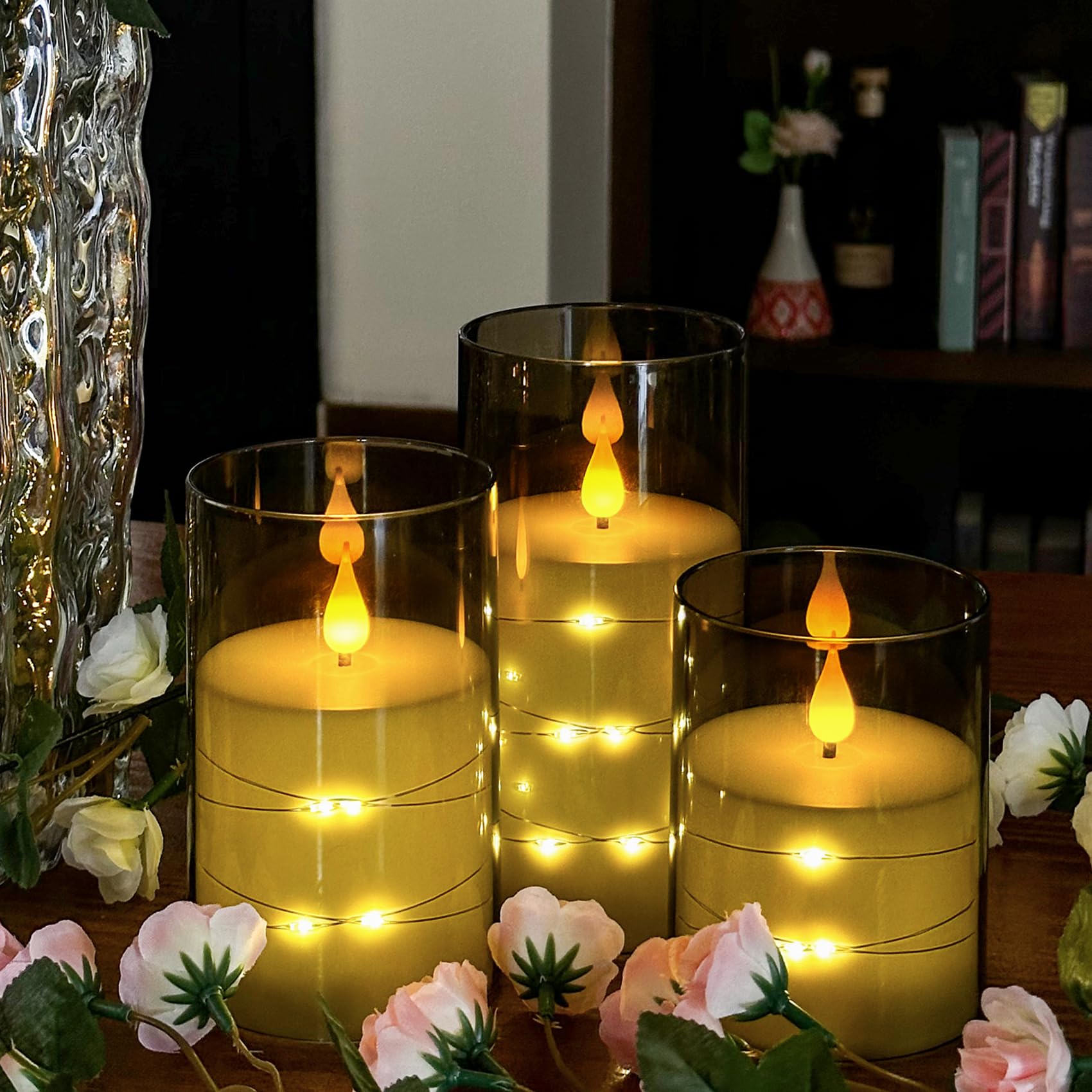 Flameless Led Candle With Timer, Flickering Battery Powered Candle, Built In Starlight Fairy Lamp, Romantic Atmosphere And Home