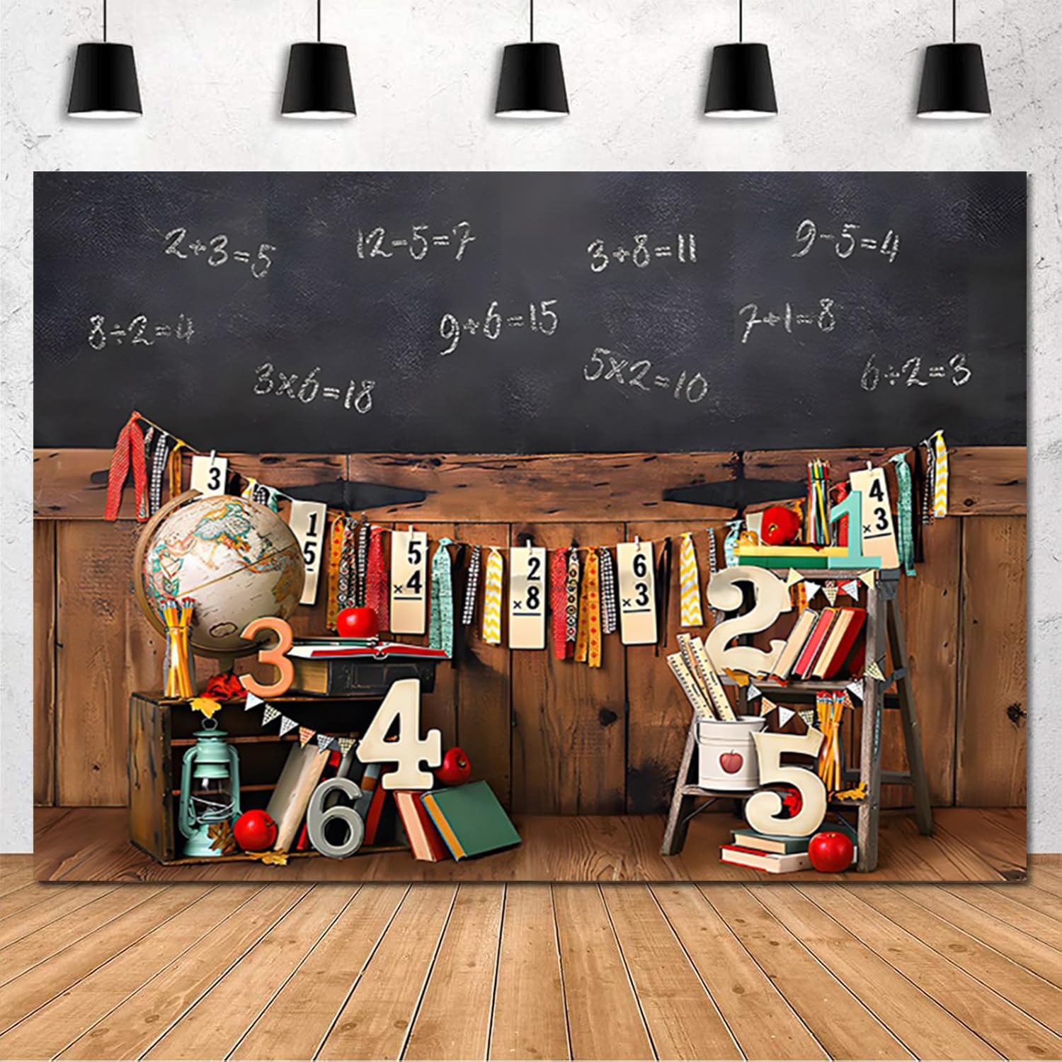 10X8Ft Back To School Backdrop For Photography Vintage Classroom Math Problem On Blackboard Background Classmate Teachers Studen
