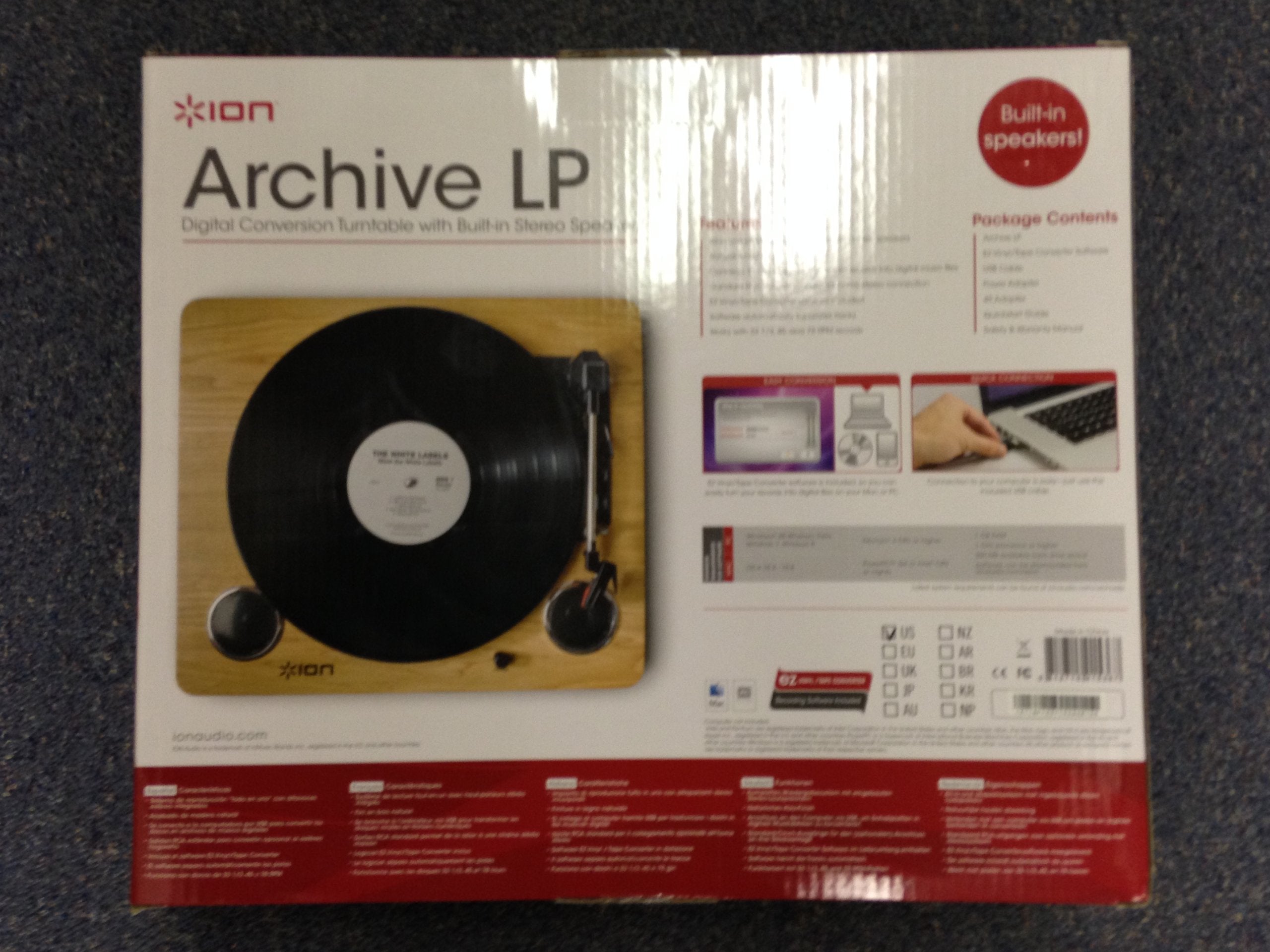 Ion Audio Archive Lp | Digital Conversion Turntable With Built-In Stereo Speakers And Diamond-Tipped Stylus