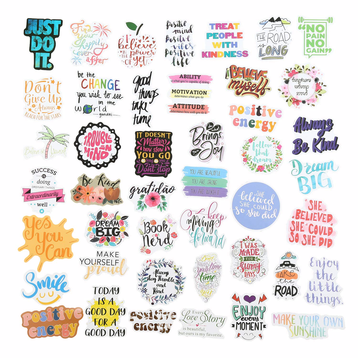 Quote Stickers, Positive Stickers 200Pcs Motivational Waterproof Vinyl Stickers For Water Bottle Hydroflasks Laptops Computers P