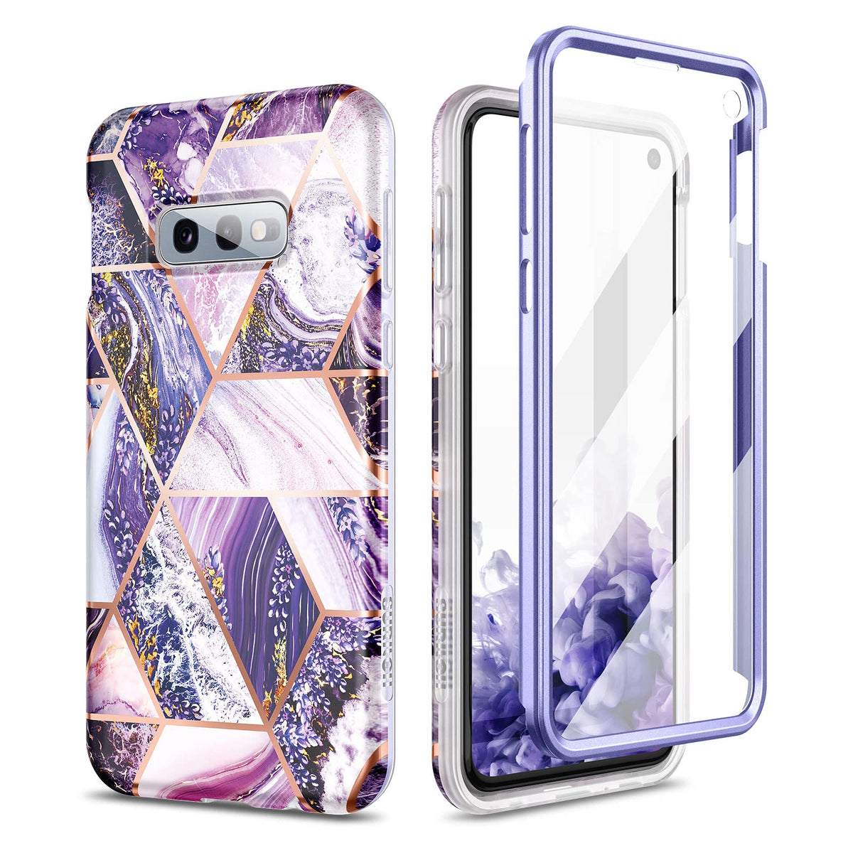 Suritch Case For Galaxy S10E, [Built In Screen Protector] Marble Full Body Protection Shockproof Rugged Bumper Protective Cover