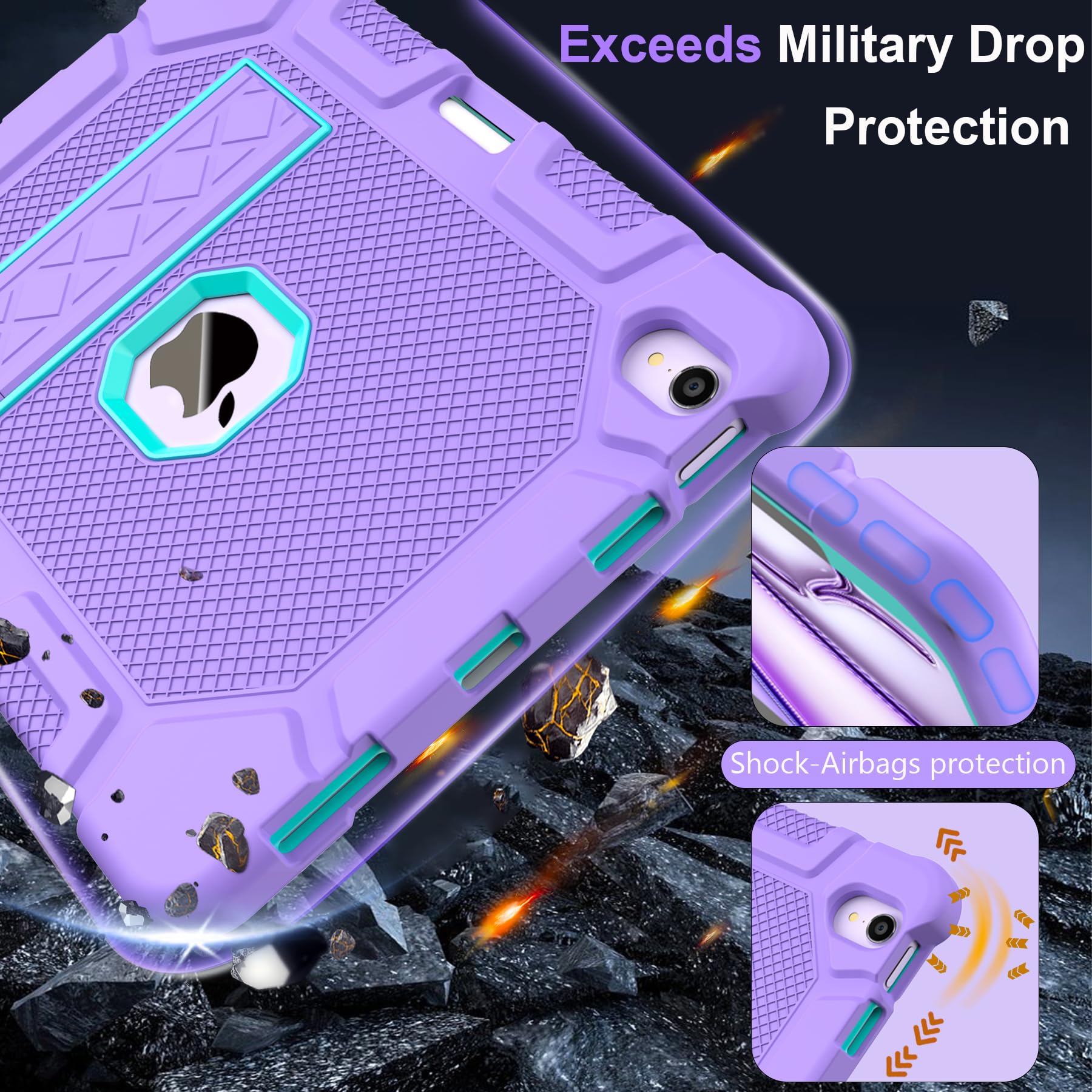 Rantice Ipad Air Case 11 Inch M2 (2024) /Ipad Air 5Th/4Th Gen 10.9'', Shockproof Rugged Case With Kickstand & Pencil Holder, Dro