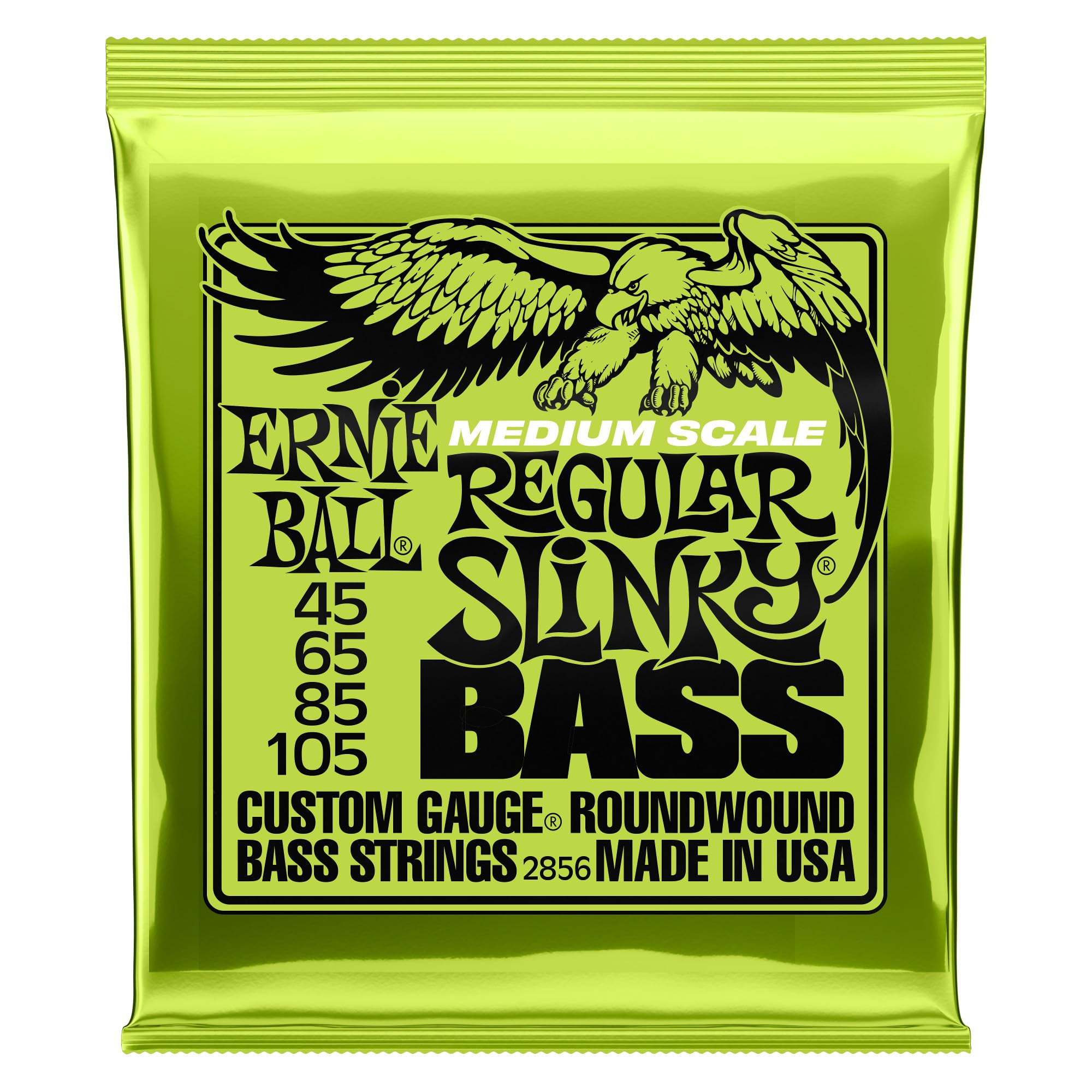 Ernie Ball Medium Scale Regular Slinky Nickel Wound Bass Guitar Strings, 45 105 Gauge (P02856)