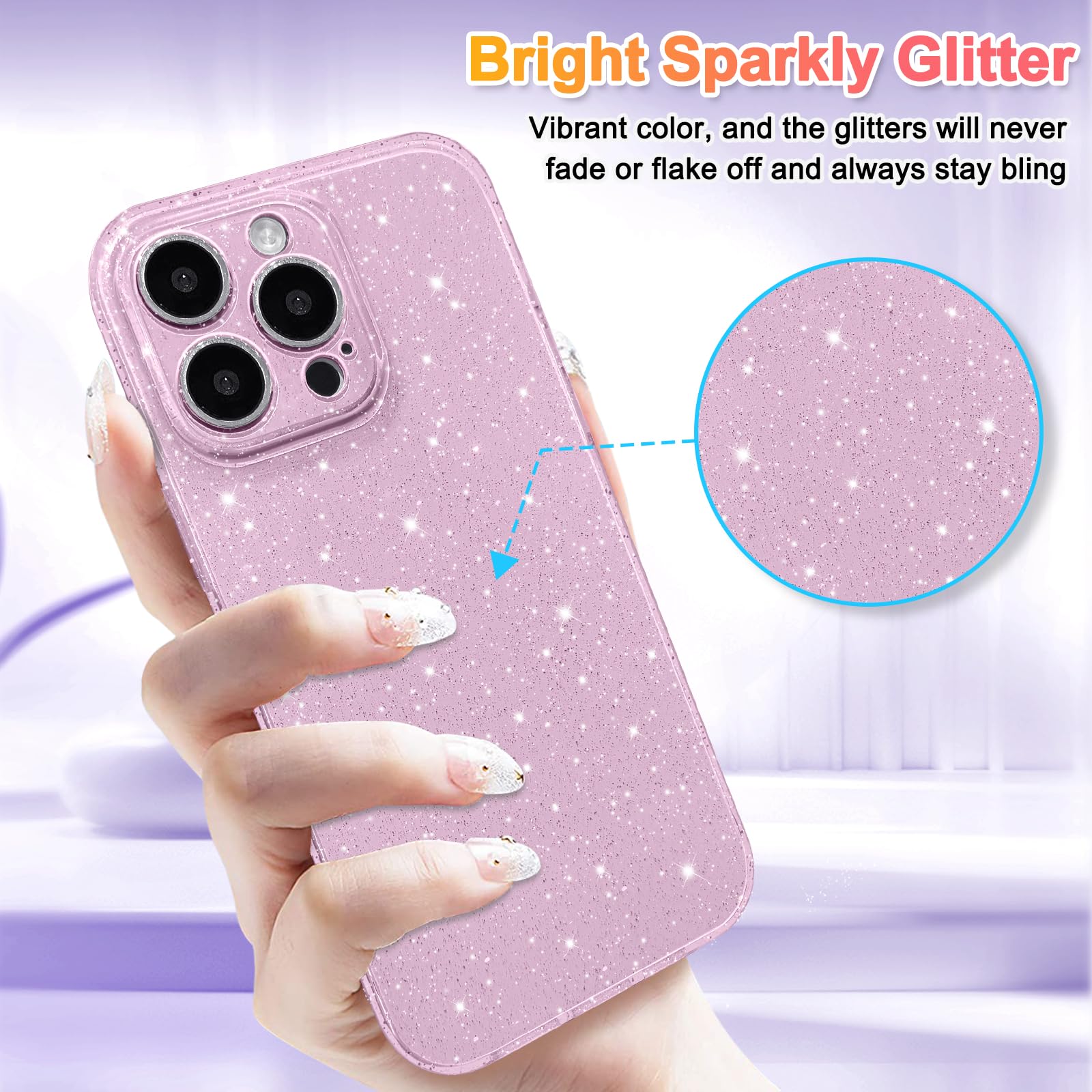 Hython Case For Iphone 14 Pro Max Case Glitter Cute Sparkly Shiny Bling Sparkle Phone Cases 6.7, Thin Slim Fit Soft Tpu Bumper S