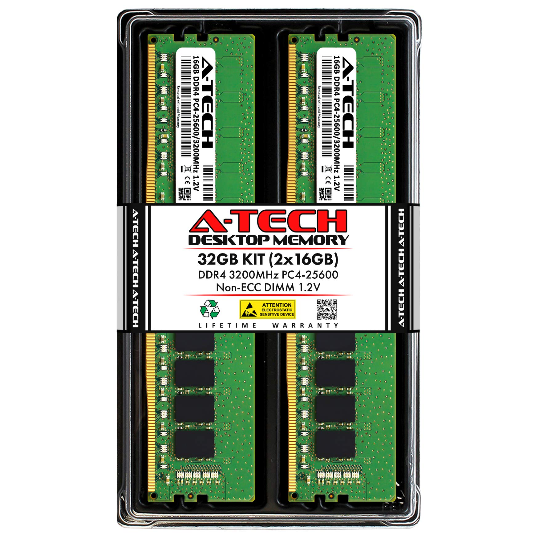 A Tech 32Gb (2X16Gb) Ddr4 3200 Mhz Udimm Pc4 25600 (Pc4 3200Aa) Cl22 Dimm Non Ecc Desktop Ram Memory Modules