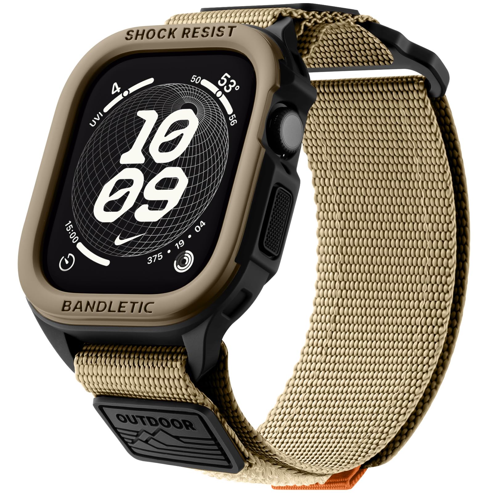 Bandletic Nylon Bands Compatible with Apple Watch Case 44mm 45mm (Series 9/8/7/SE3/SE2/SE/6/5/4), Military Grade Protective Bump