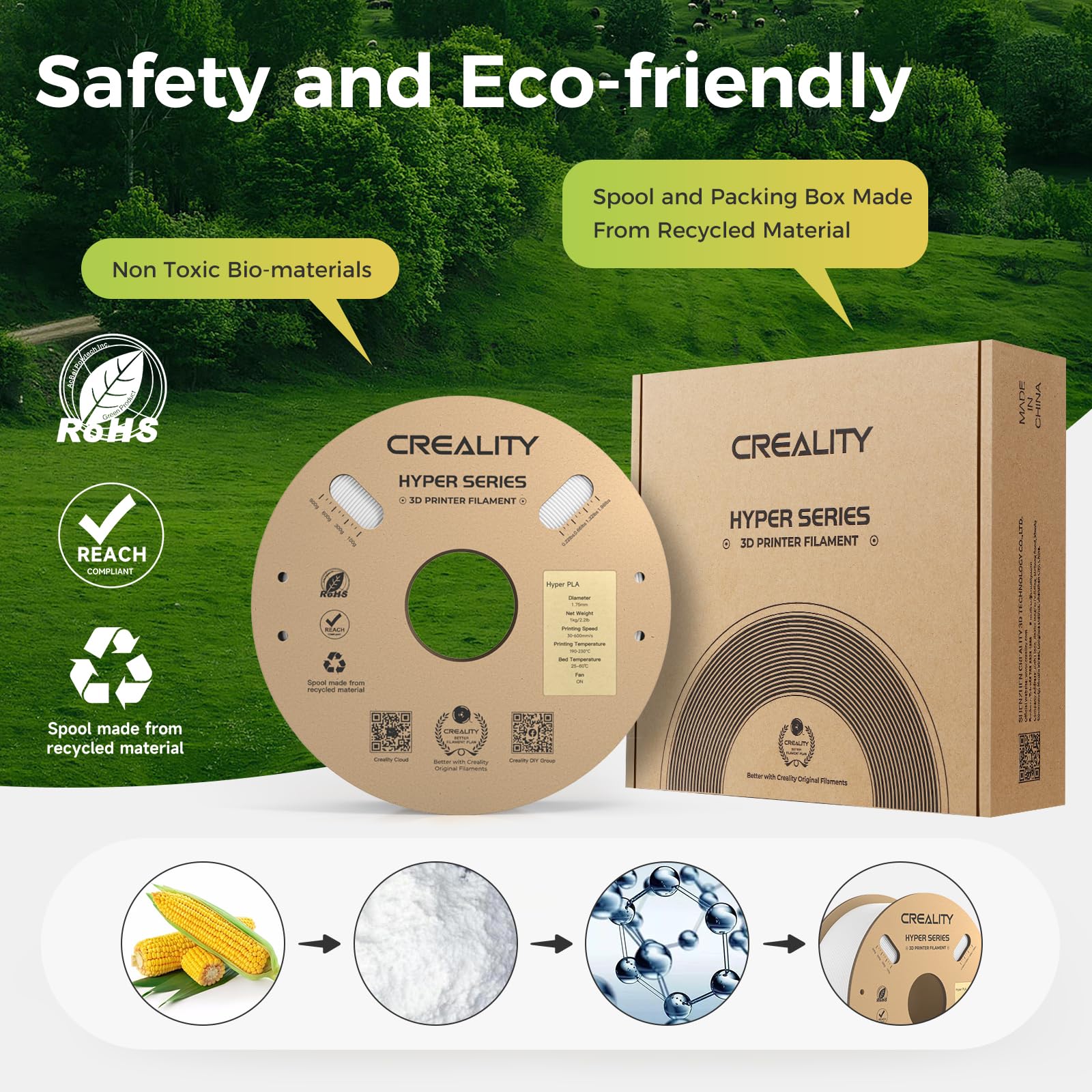 Official Creality Hyper Pla Filament Bundle For Christmas Decorations, Up To 600Mm/S High Speed 3D Printer Filament Pla, No Tang