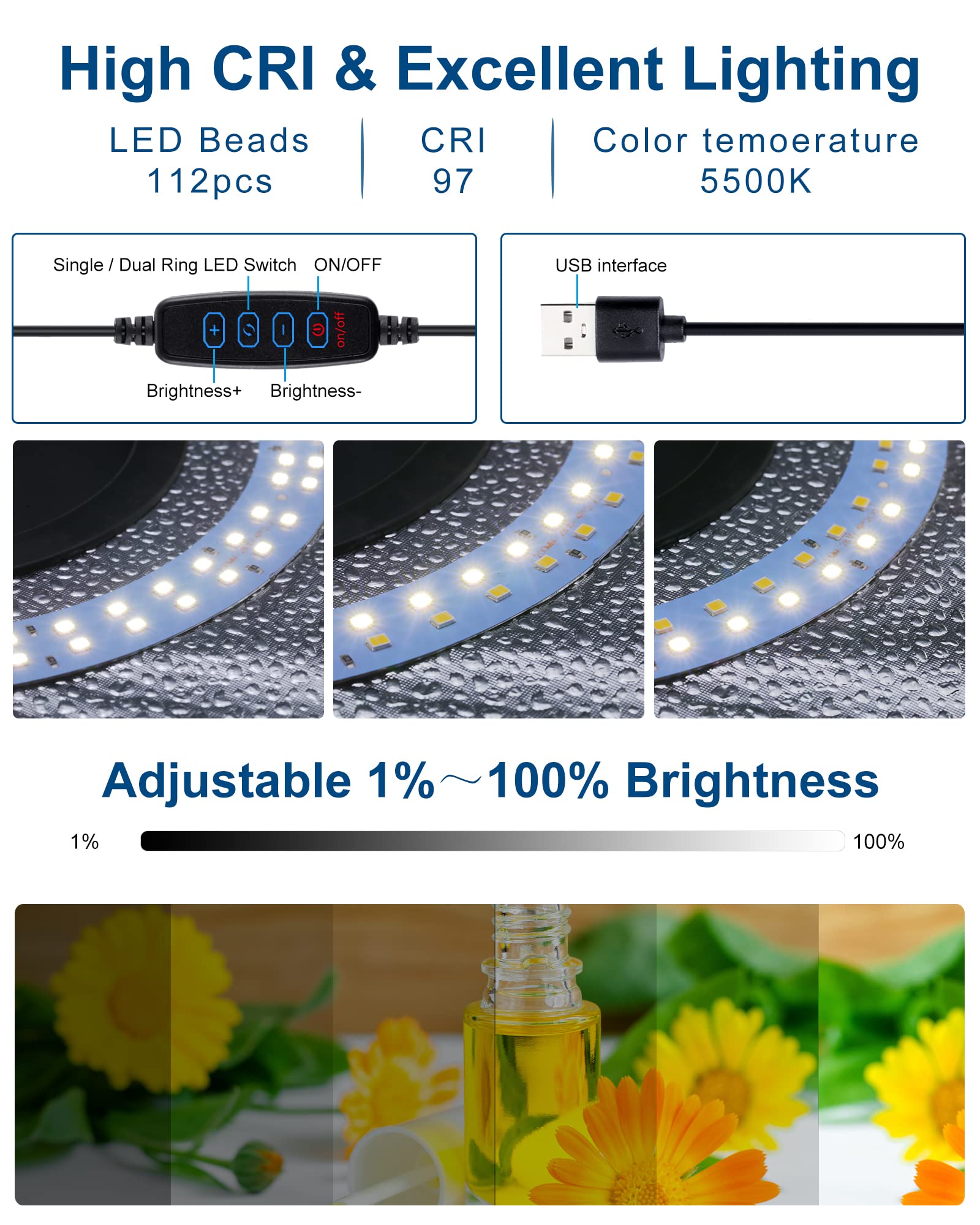 Puluz 12''  12'' Portable Photography Light Box,Dimmable Photo Studio Light Box With 112 High Cri Led Lights & 6 Pvc Backdrops &