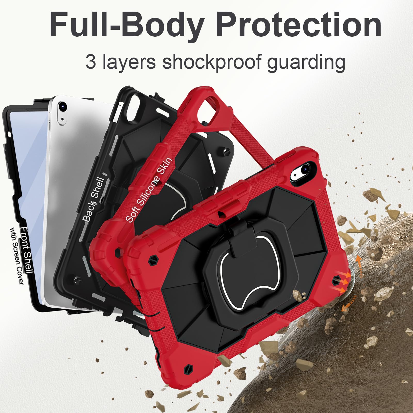 Wesorol For Ipad 10Th Generation Case 10.9 Inch 2022, Heavy Duty Case For Ipad Case 10Th Gen With Screen Protector Shoulder Stra