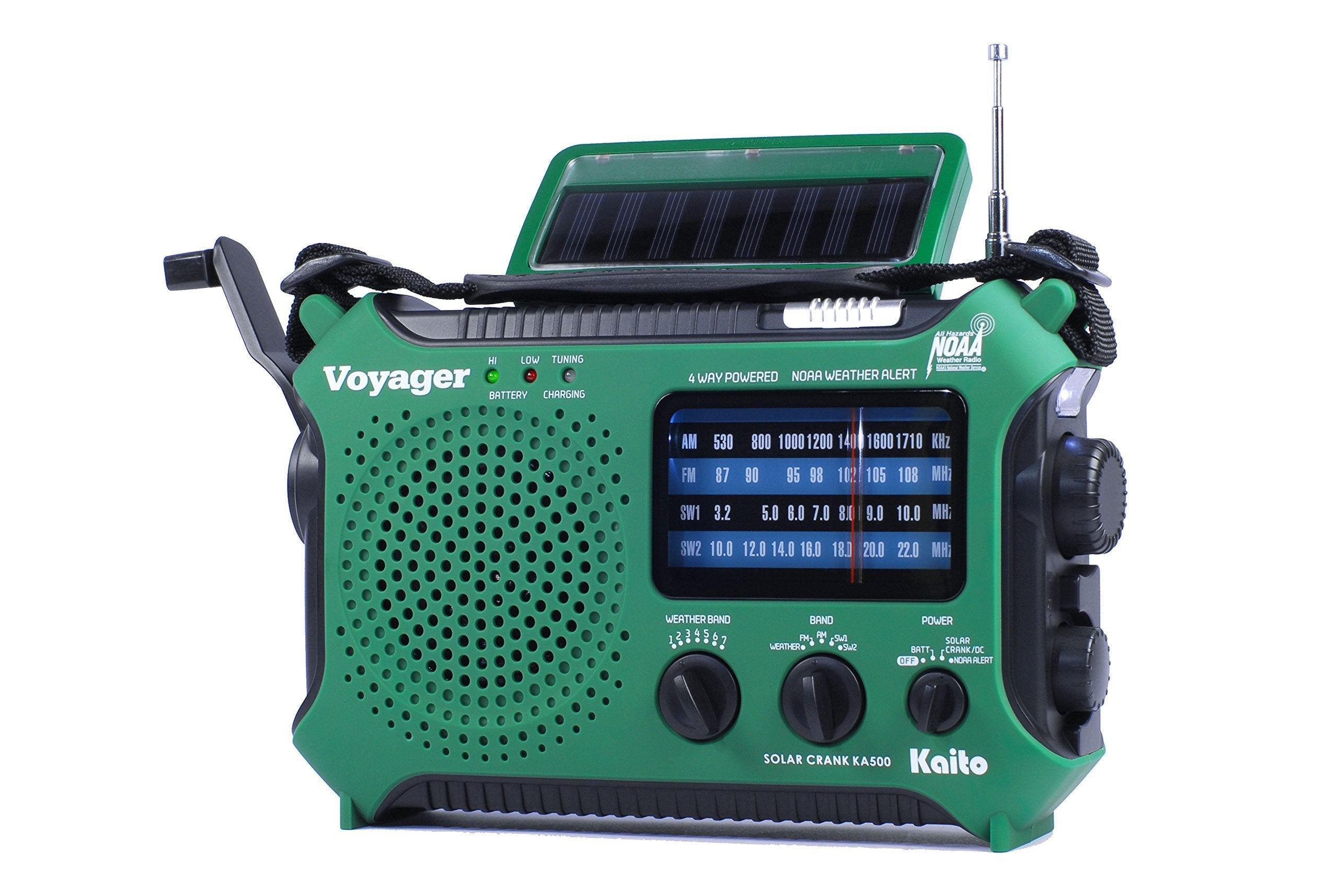 Kaito Ka500Grn 5 Way Powered Emergency Am/Fm/Sw Weather Alert Radio, Green