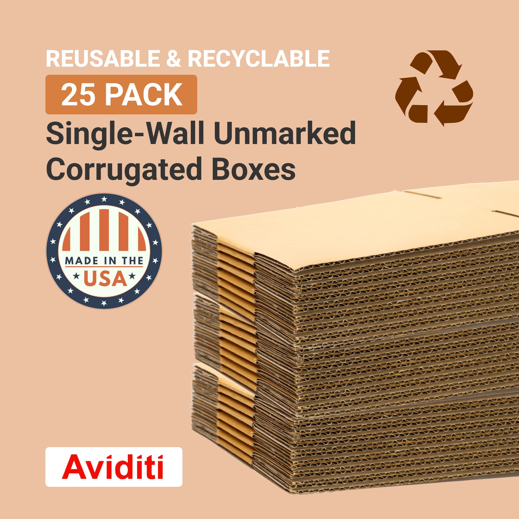 Aviditi Shipping Boxes Medium 22''L X 10''W X 4''H, 25 Pack | Corrugated Cardboard Box For Packing, Moving And Storage 22X10X4