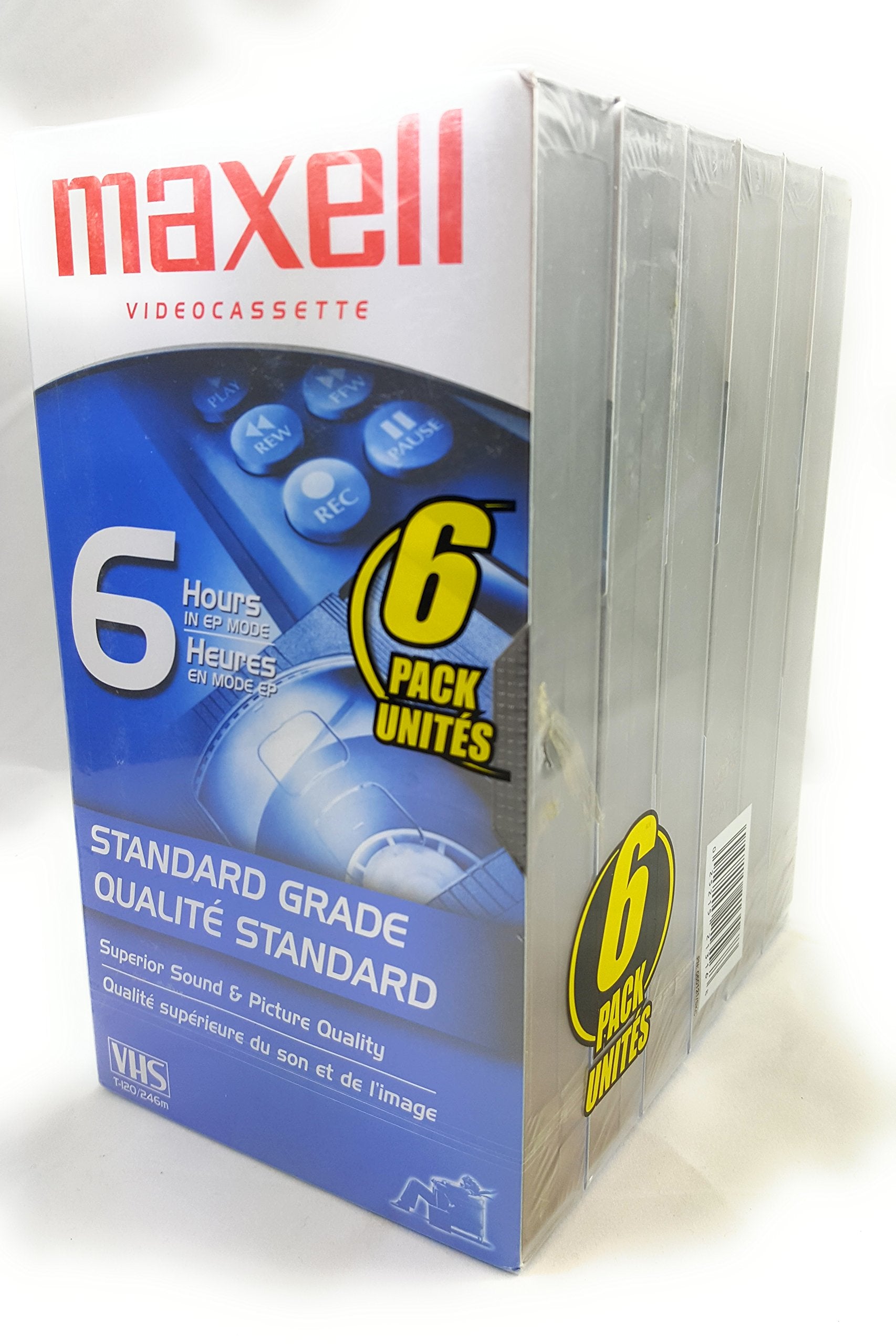 Maxell Std T-120 Vhs Standard Grade Videotape, 6 Pack