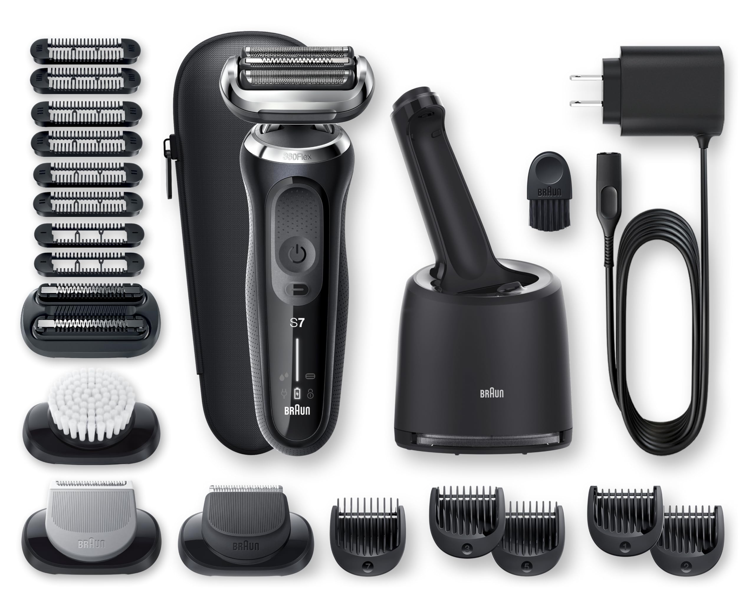 Braun Series 7 7091Cc Flex Electric Razor For Men With Smartcare Center, Beard Trimmer, Stubble Beard Trimmer, Body Groomer And