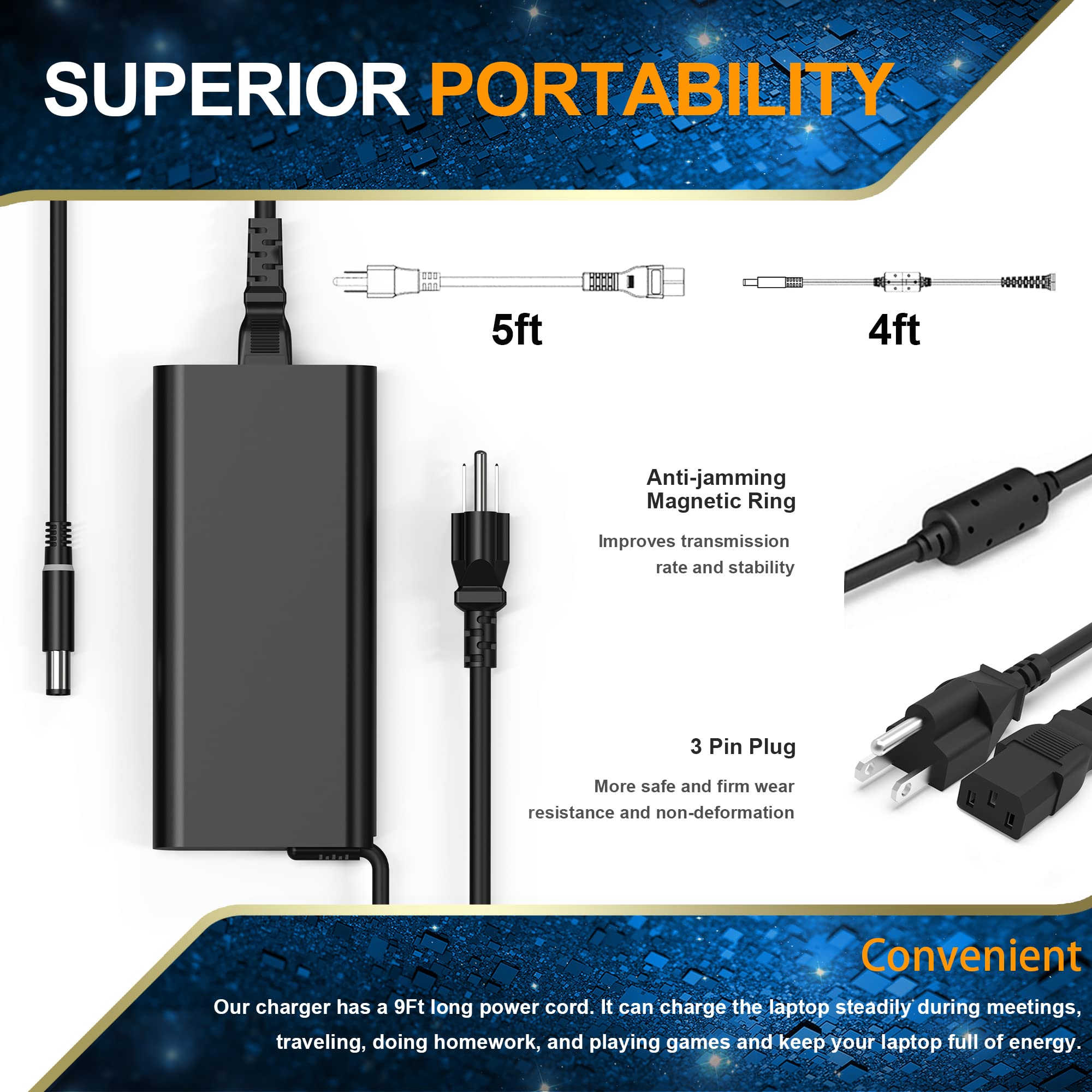 Dell 240W Laptop Charger Fit For Dell Alienware Precision 7710 7730 7520 Dell Laptop Charger Power Supply Cord