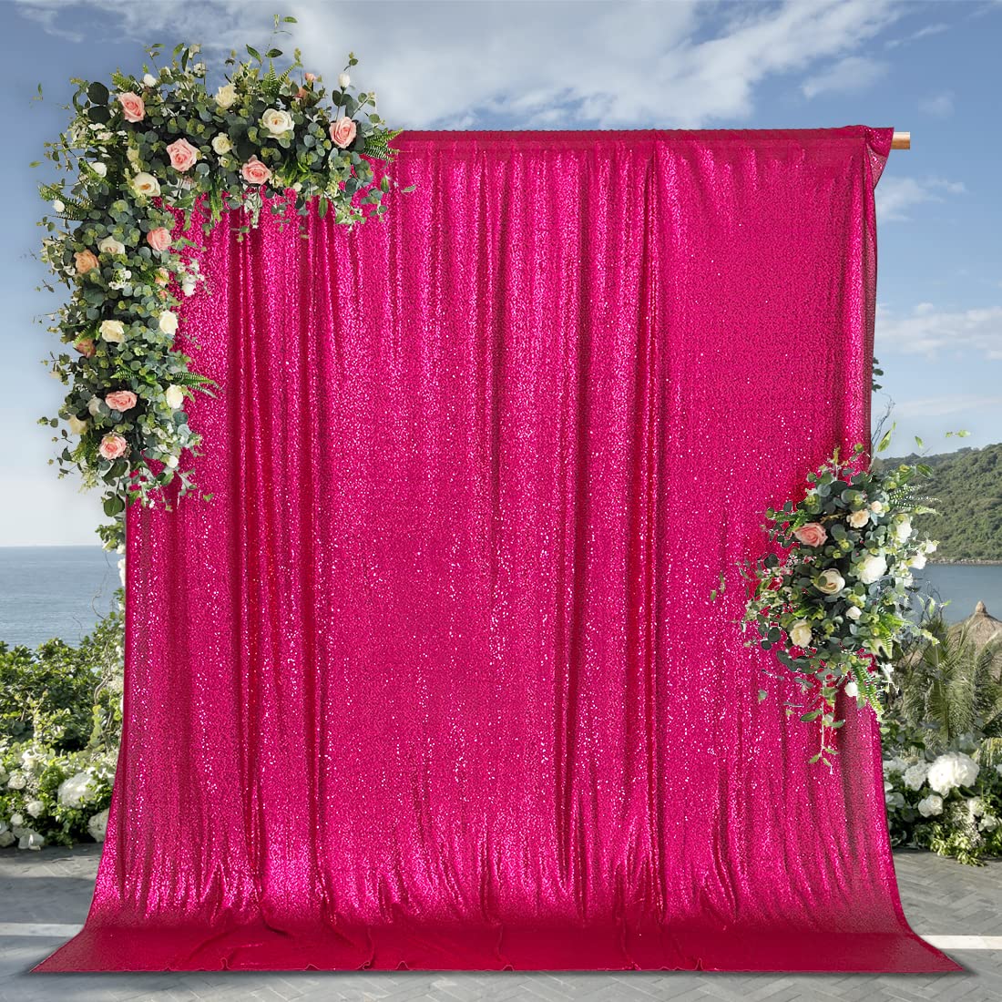 Partydelight Sequin Backdrop Hot Pink 10Ft X 10Ft Photography Christmas Backdrop