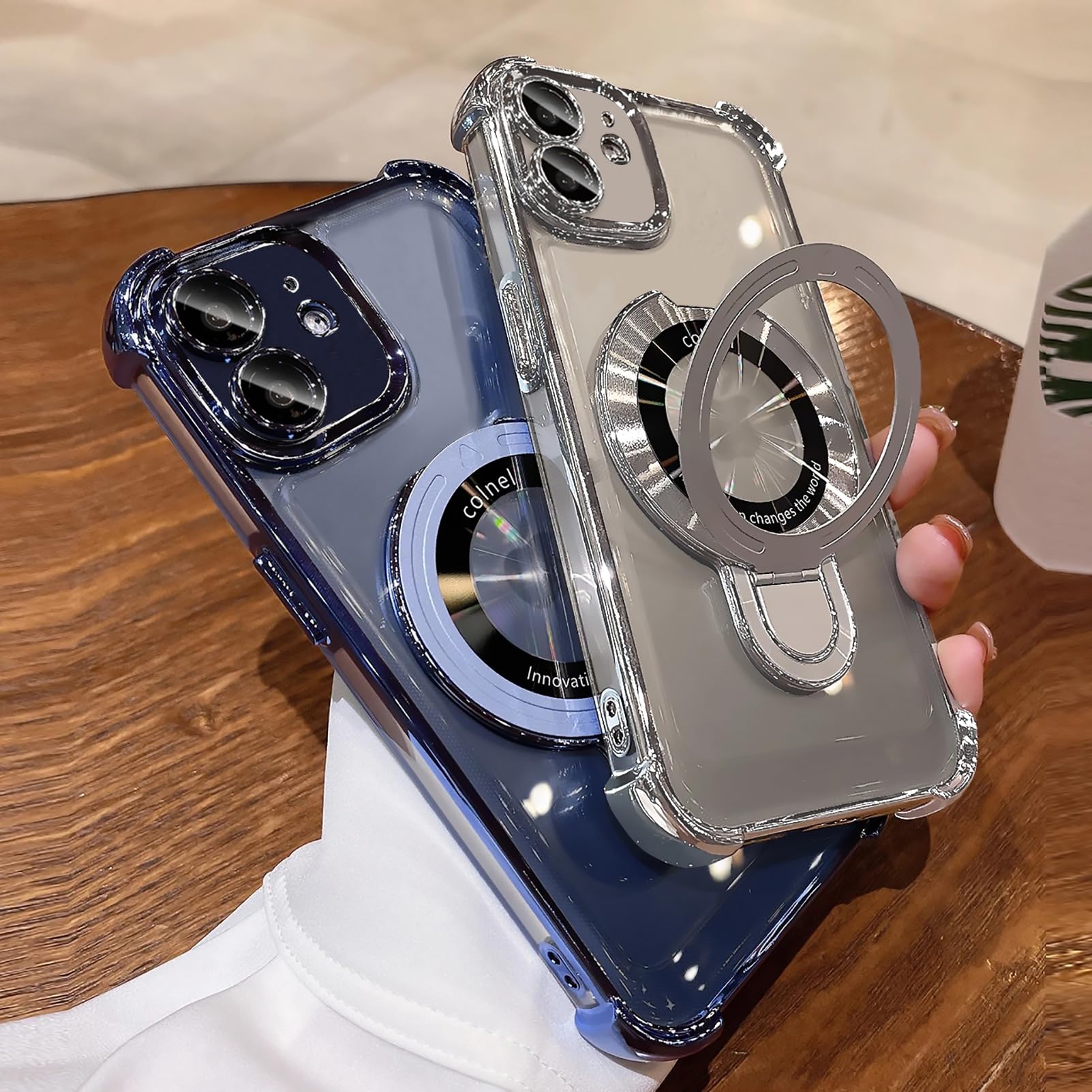 Uioeua For Iphone 12 Case With Magnetic Ring Stand,[Compatible With Magsafe] Four Corners Shockproof [Military Grade Drop Protec