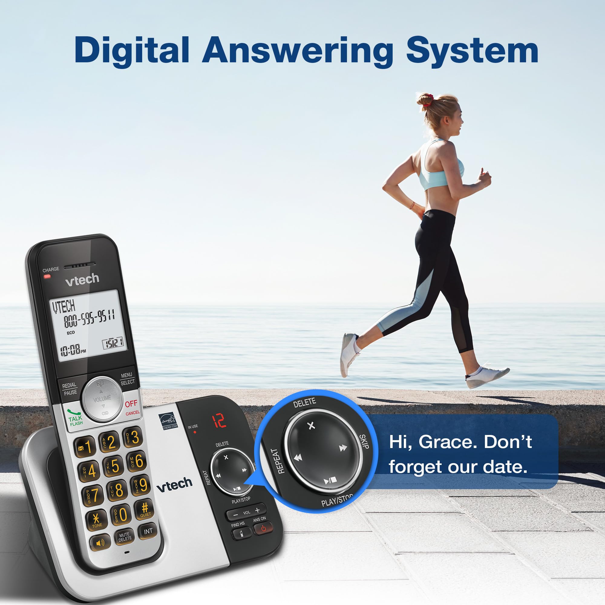 Vtech Vg232 2 Cordless Phone With Answering Machine  With 2 Handsets Large Display And Big Buttons Full Duplex Speakerphone Call