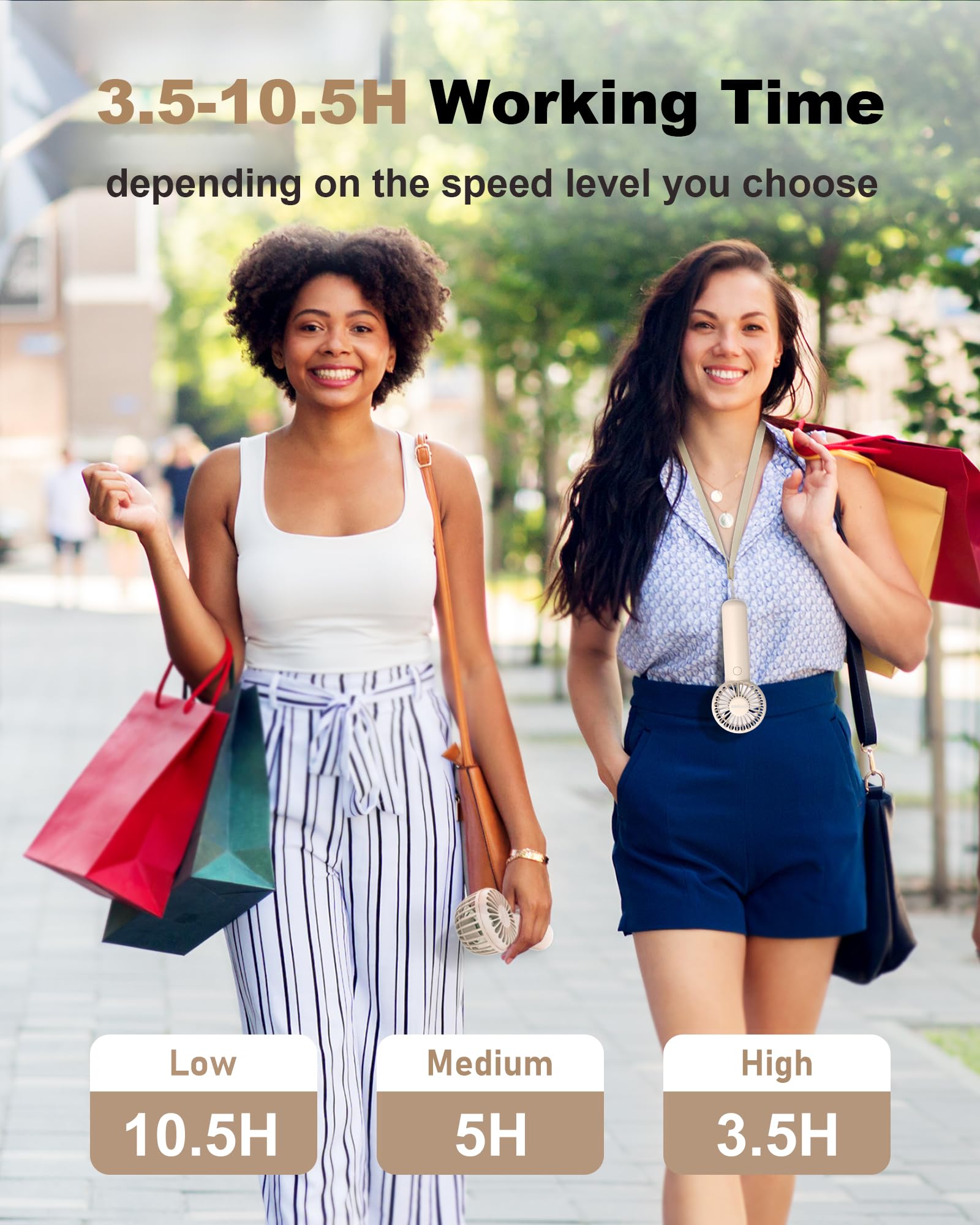 Coohea Handheld Fan Mini Portable Fan Rechargeable Battery Eyelash Fan Usb Powered 3 Speeds Powerful Makeup Fan, Small Fan With