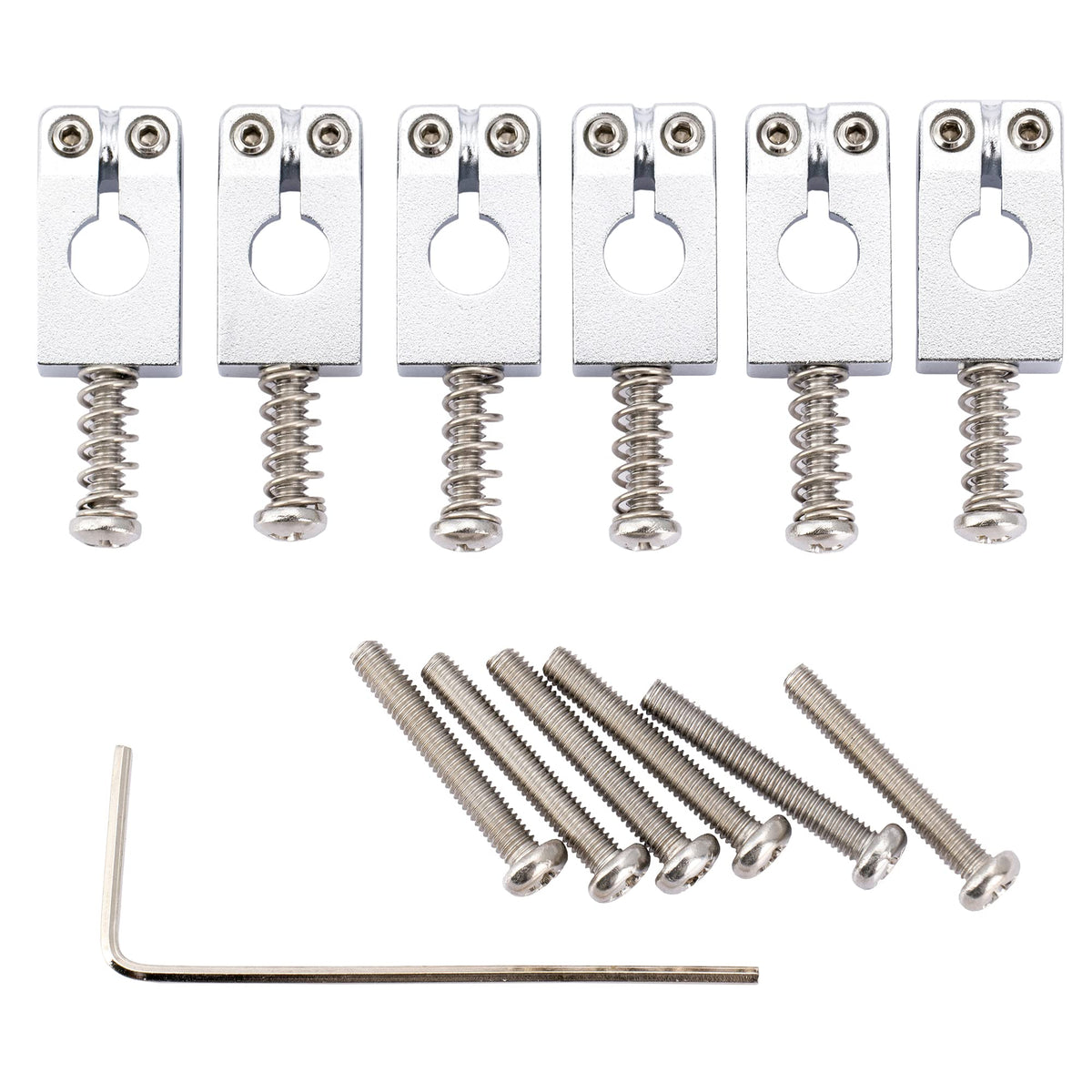 Musiclily Ultra 10.5Mm Brass Prs Style Tremolo Bridge Saddles For Strat Style Electric Guitar, Chrome (Set Of 6)