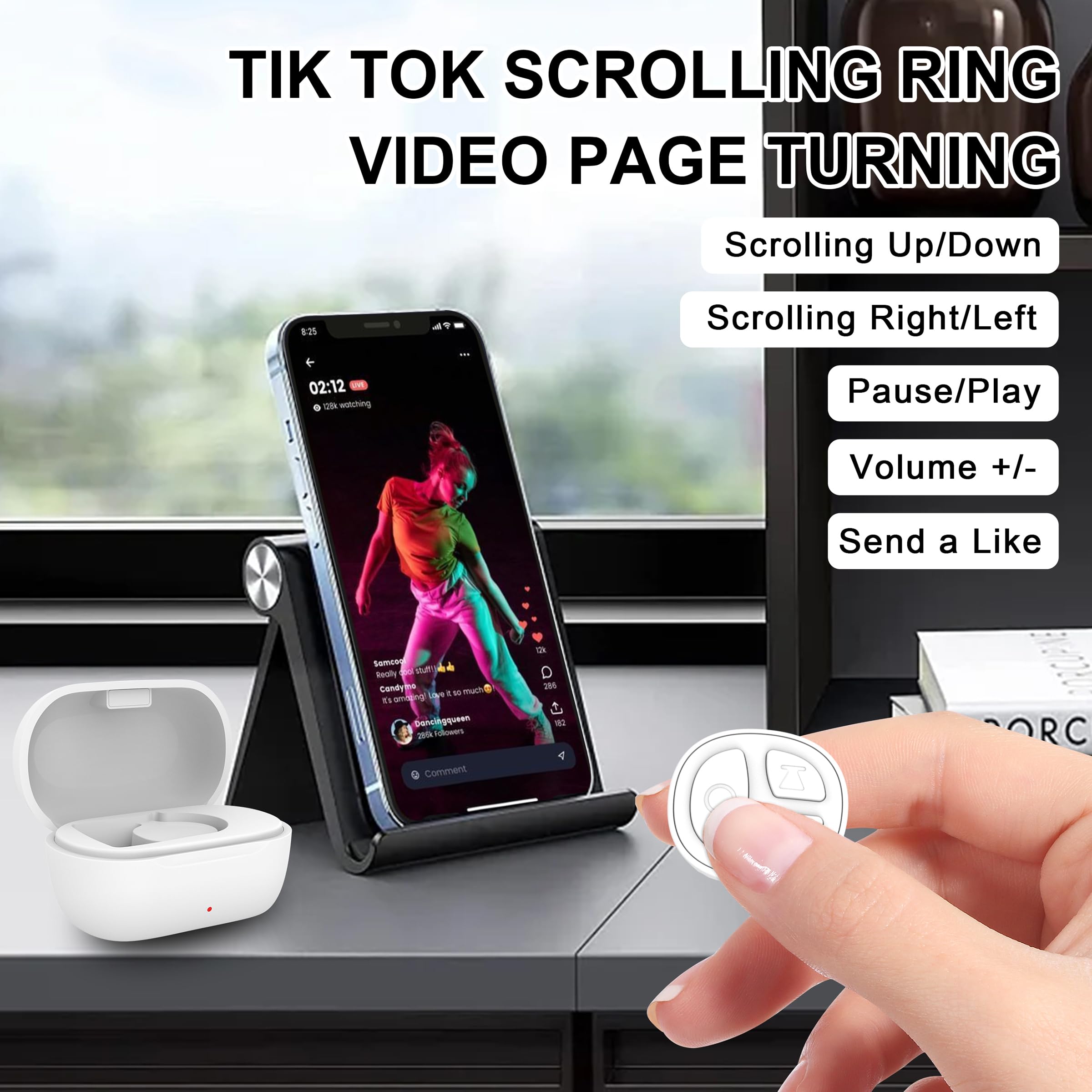 Vekesen Tiktok Scrolling Ring For Iphone, Bluetooth Camera Remote Control, Remote Control For Tik Tok Scrolling Ring For Iphone,