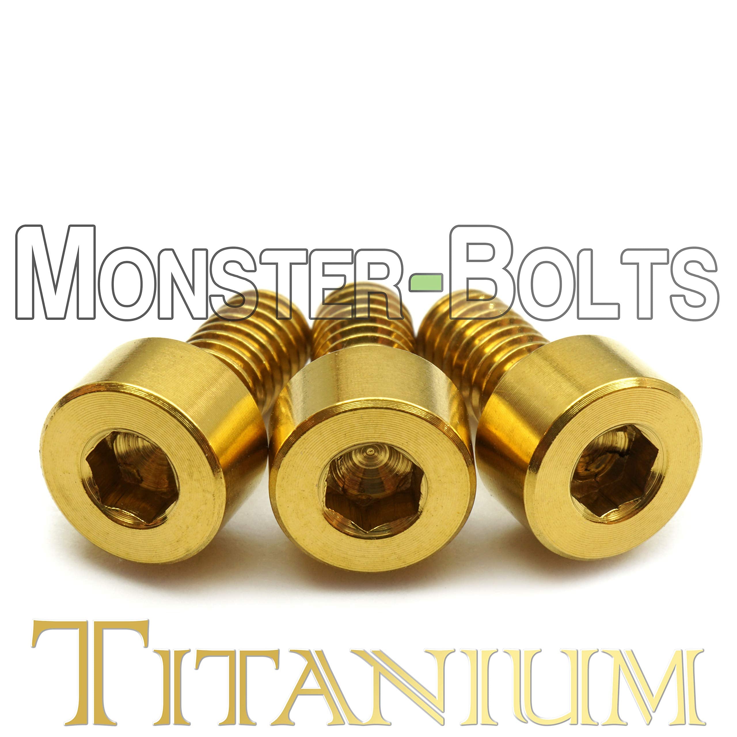 Stainless/Black Alloy Steel/Titanium - Floyd Rose Style Guitar Locking Nut Screws Set - Monsterbolts (Qty 4, Titanium - Gold)