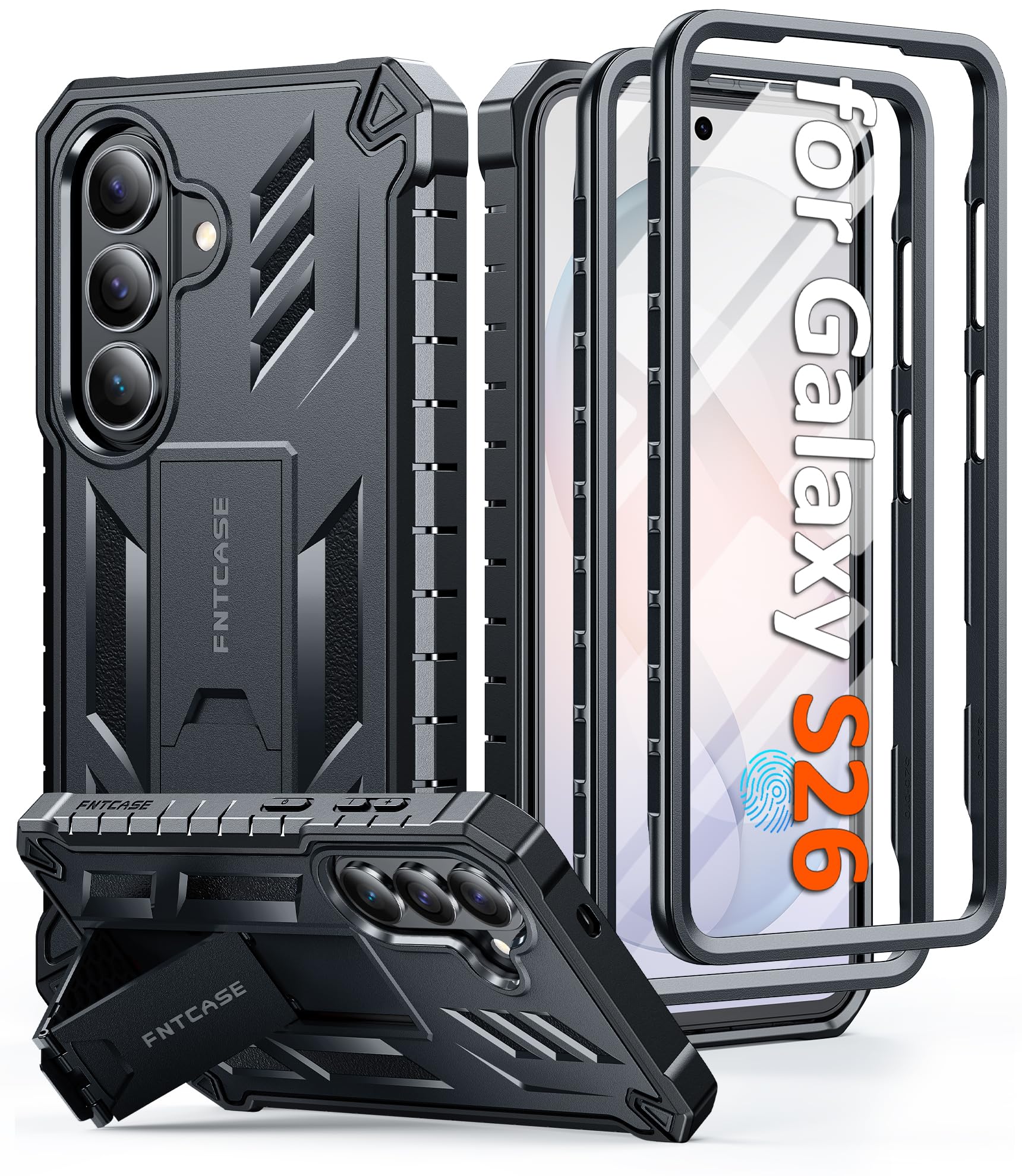 FNTCASE for Samsung Galaxy S26 Case: [Built-in Screen Protector & Kickstand] [2 Front Frames] [Military-Grade Drop Protection] H