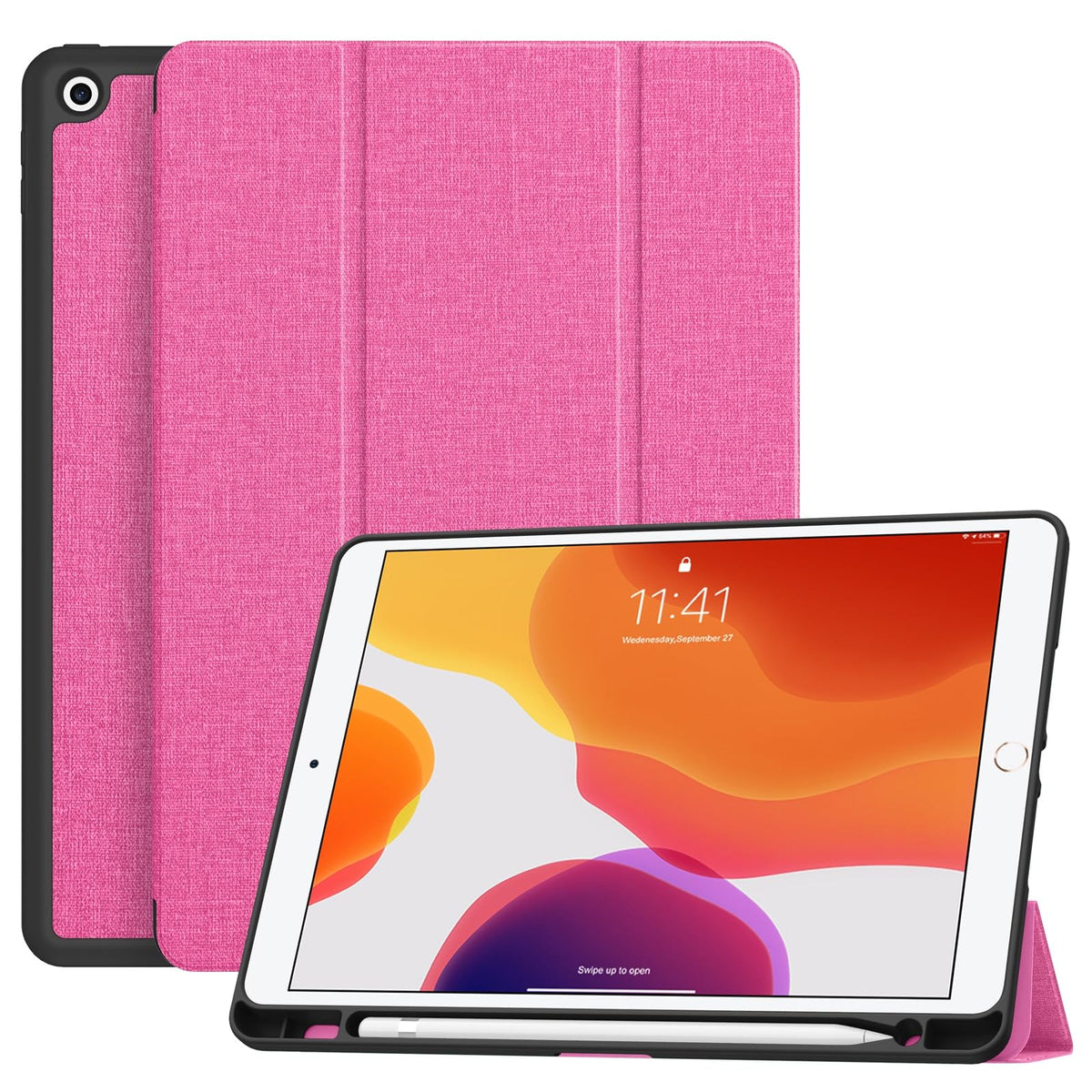 Soke For Ipad 10.2 Case With Pencil Holder For Ipad 9Th Generation 2021/8Th Gen 2020/7Th Gen 2019 Premium Shockproof Case With Soft Tpu Back Cover & Auto Sleep/Wake For Ipad 10.2 Inch,B Hotpink