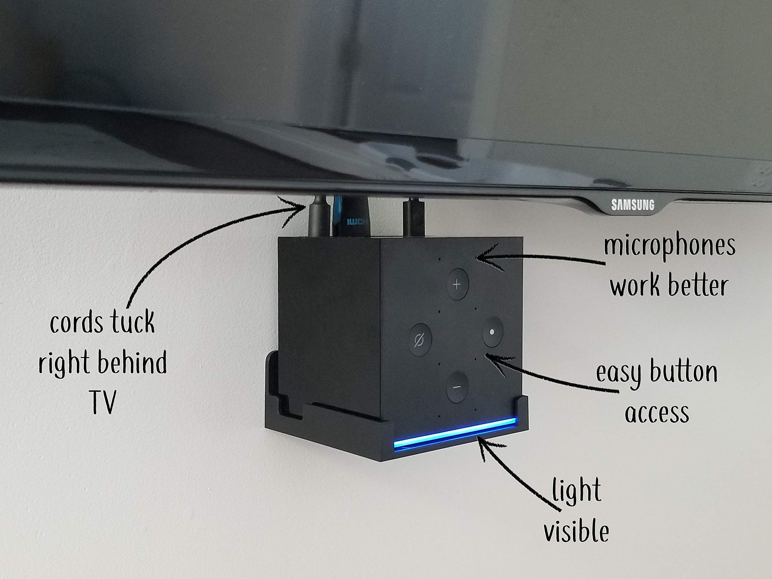 Dot Genie Easy Hanging Fire Tv Cube Wall Mount (Fits 1St & 2Nd Gen And New 3Rd Gen Fire Tv Cube) | Updated For More Support | Totally Hides Cords | Improves Visibility | Quick Install