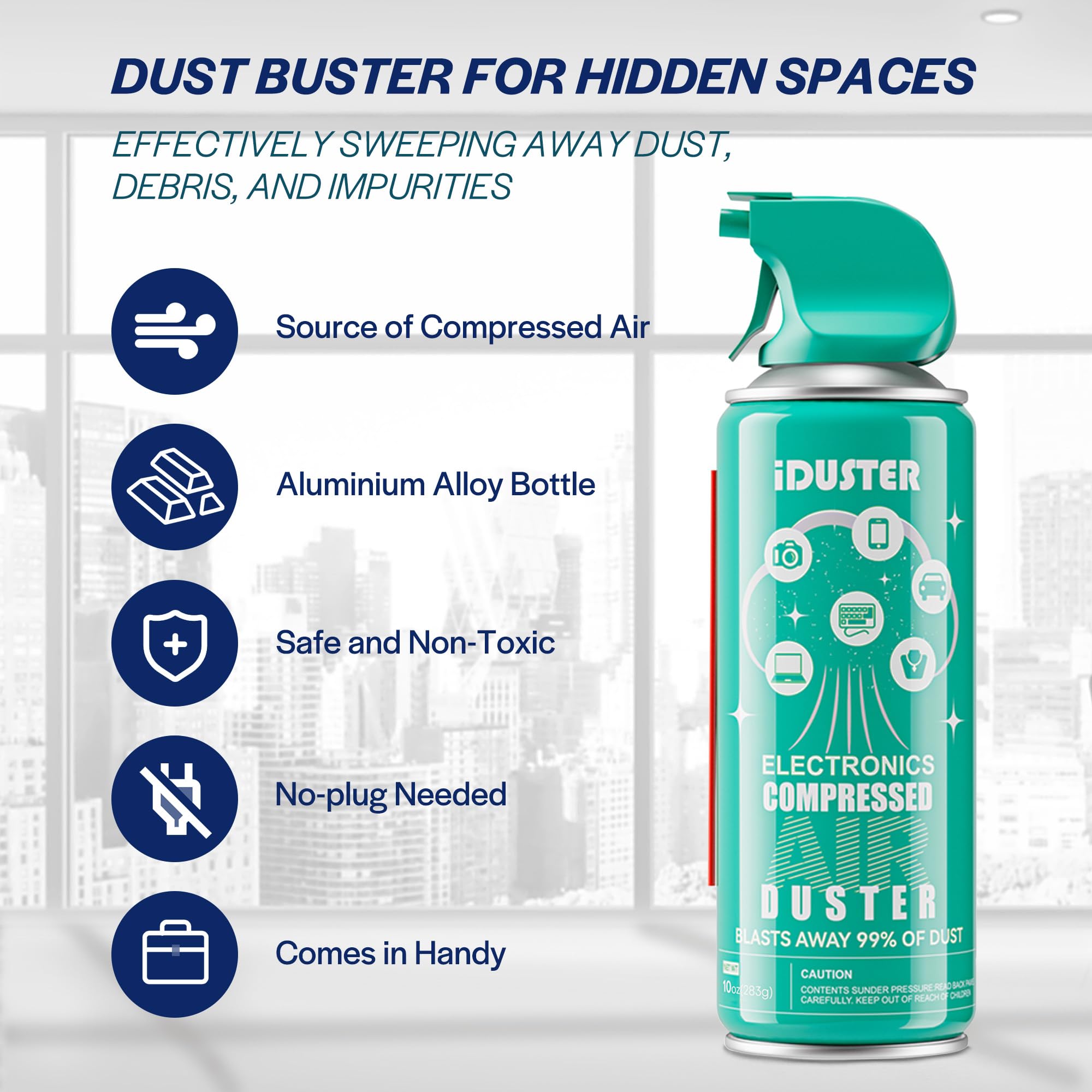 Compressed Air Duster Cleaner For Keyboard - Iduster Air Cans For Cleaning Dust, Hairs, Crumbs, Scraps For Laptop Computer Jewel