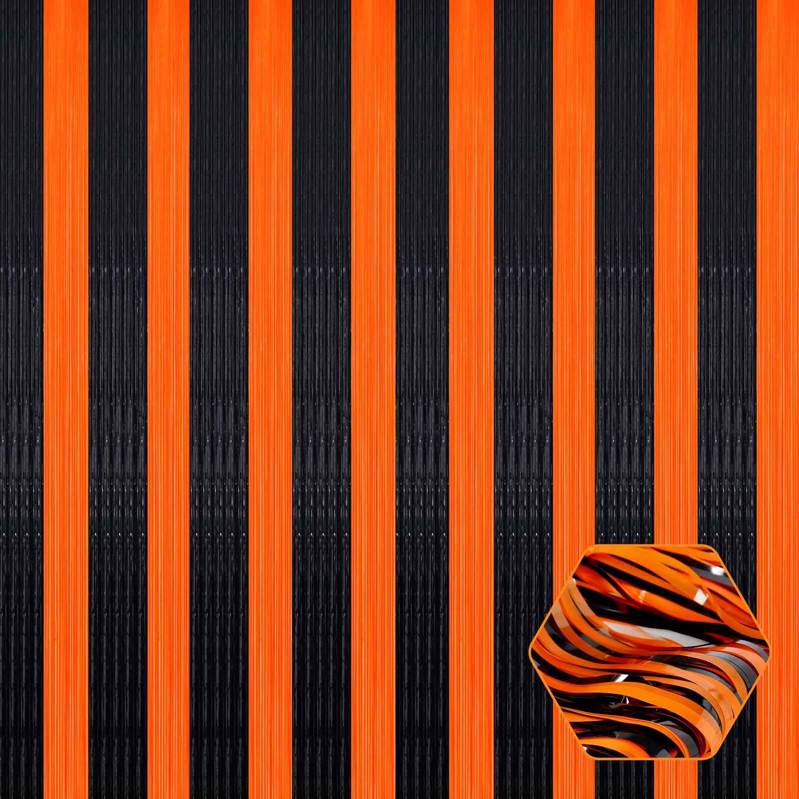 3 Pack Black Orange Foil Fringe Curtain Backdrop, 3.28Ft X 8.2Ft Metallic Tinsel Foil Fringe Streamer Curtains For Photo Booth,