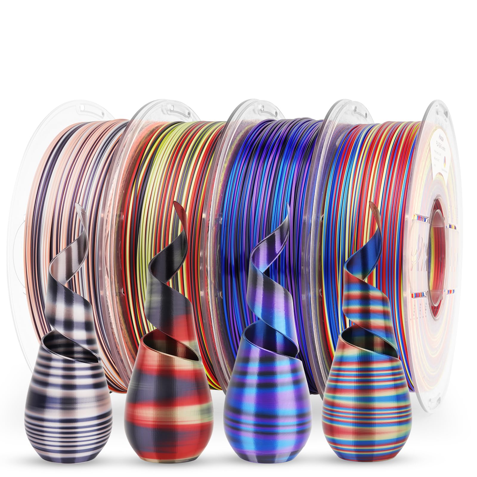 Amolen Silk Multicolor Pla Filament 1.75Mm,S Series Spiral 4 Spools Pack B, 4  1Kg