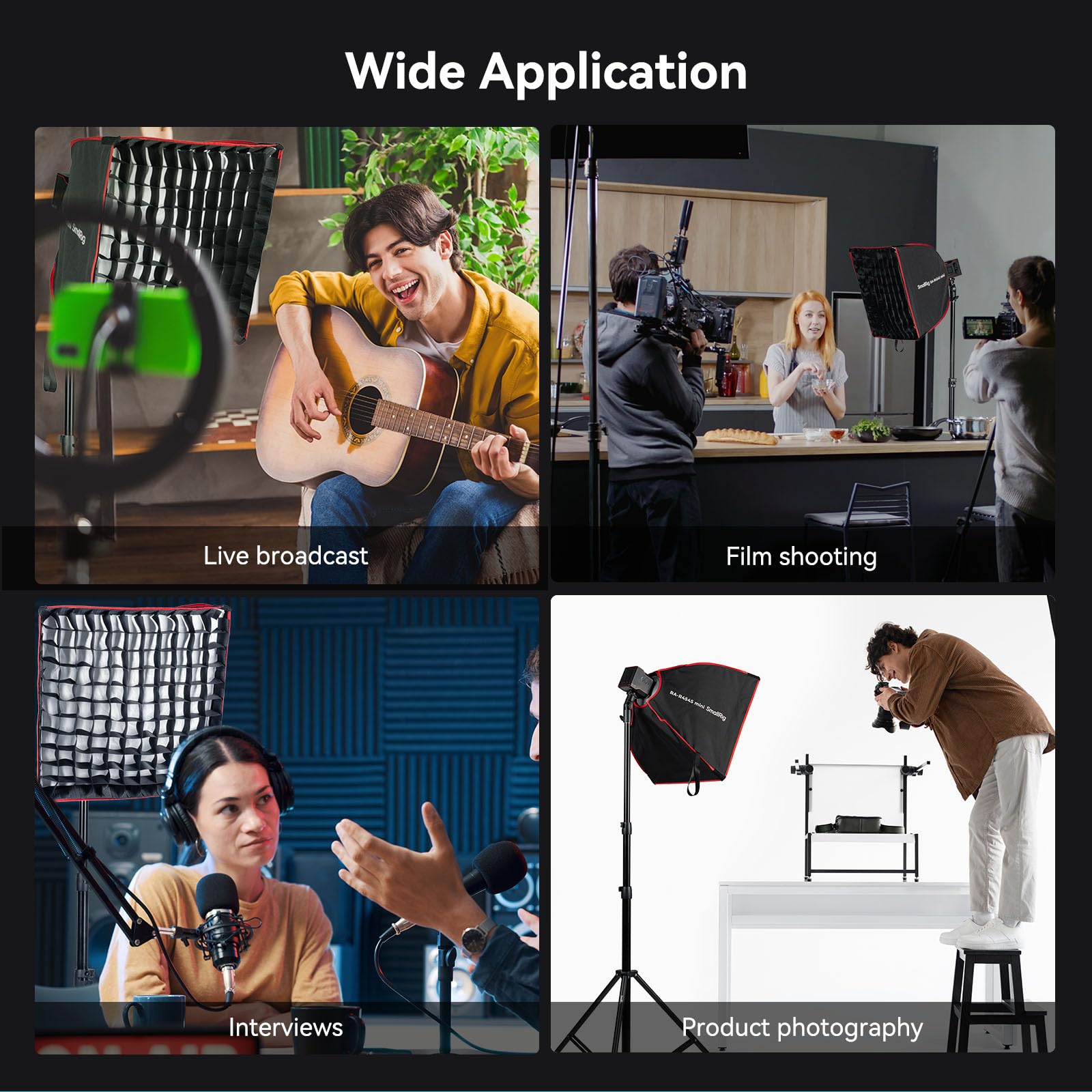 Smallrig Ra-R4545 Rectangular Softbox, 17.7 Quick Release Softbox With Carrying Bag, Compatible With Smallrig Rc60/Rc100 Cob Led