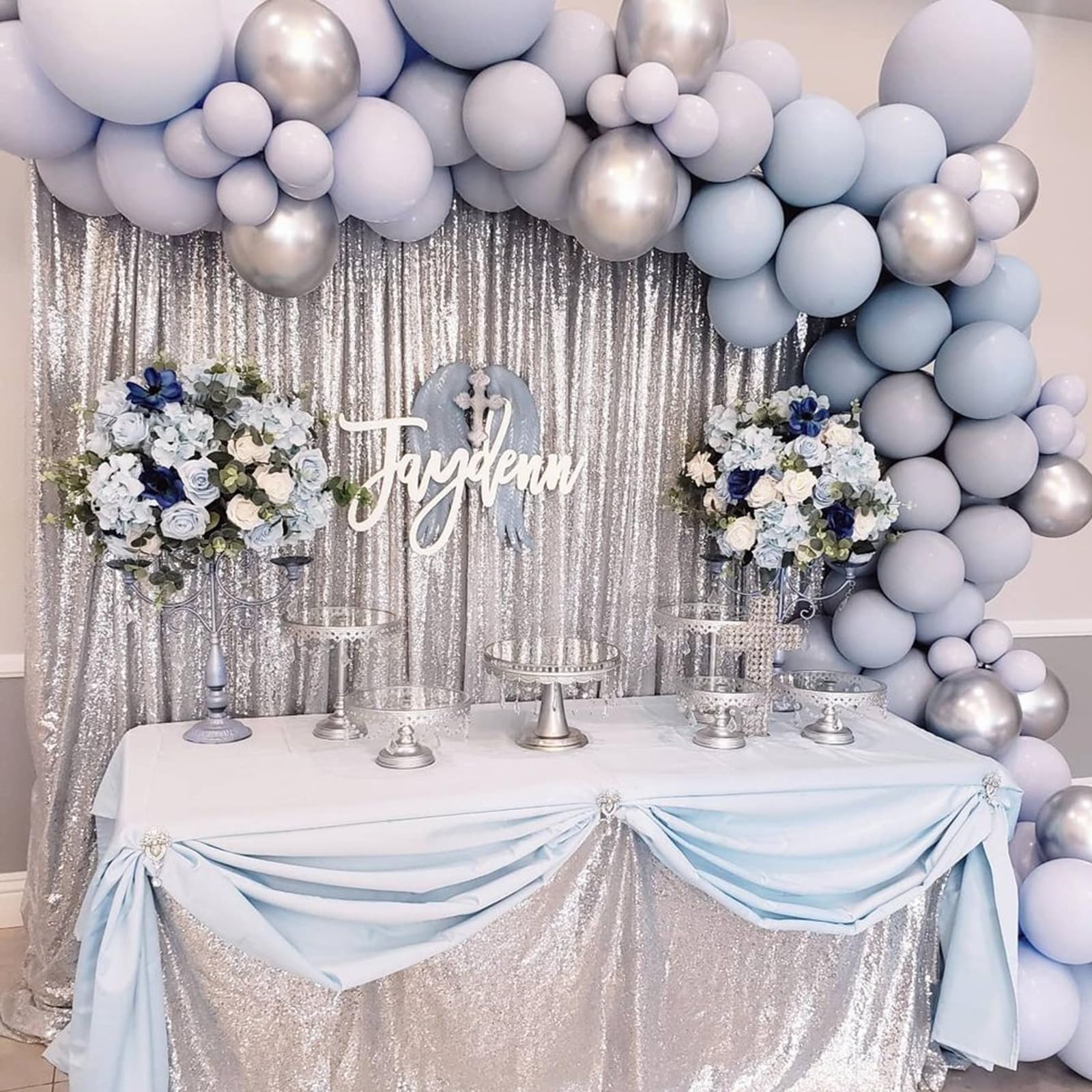 Silver Sequin Backdrop Party Decorations   3 Packs 2Ft X 8Ft Silver Photography Background Curtain For Christmas Birthday