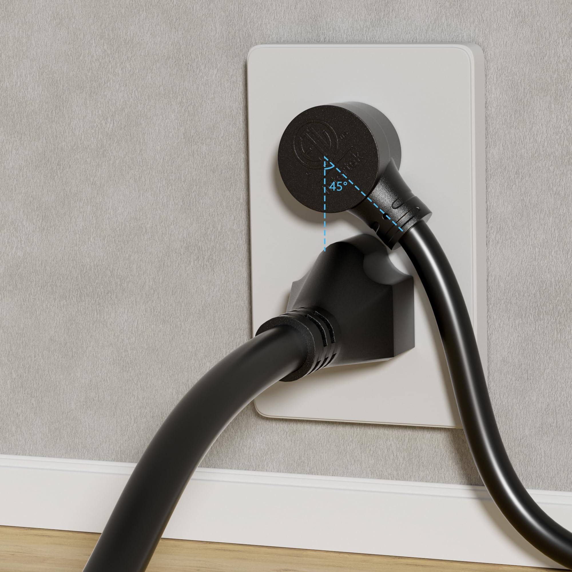 Extension Cord 6 Ft, 3 Prong Extension Power Cord, 45 Degree Plug Design, 16/3 Gauge Flexible Cold, 13A 1625W 16Awg, Save Space